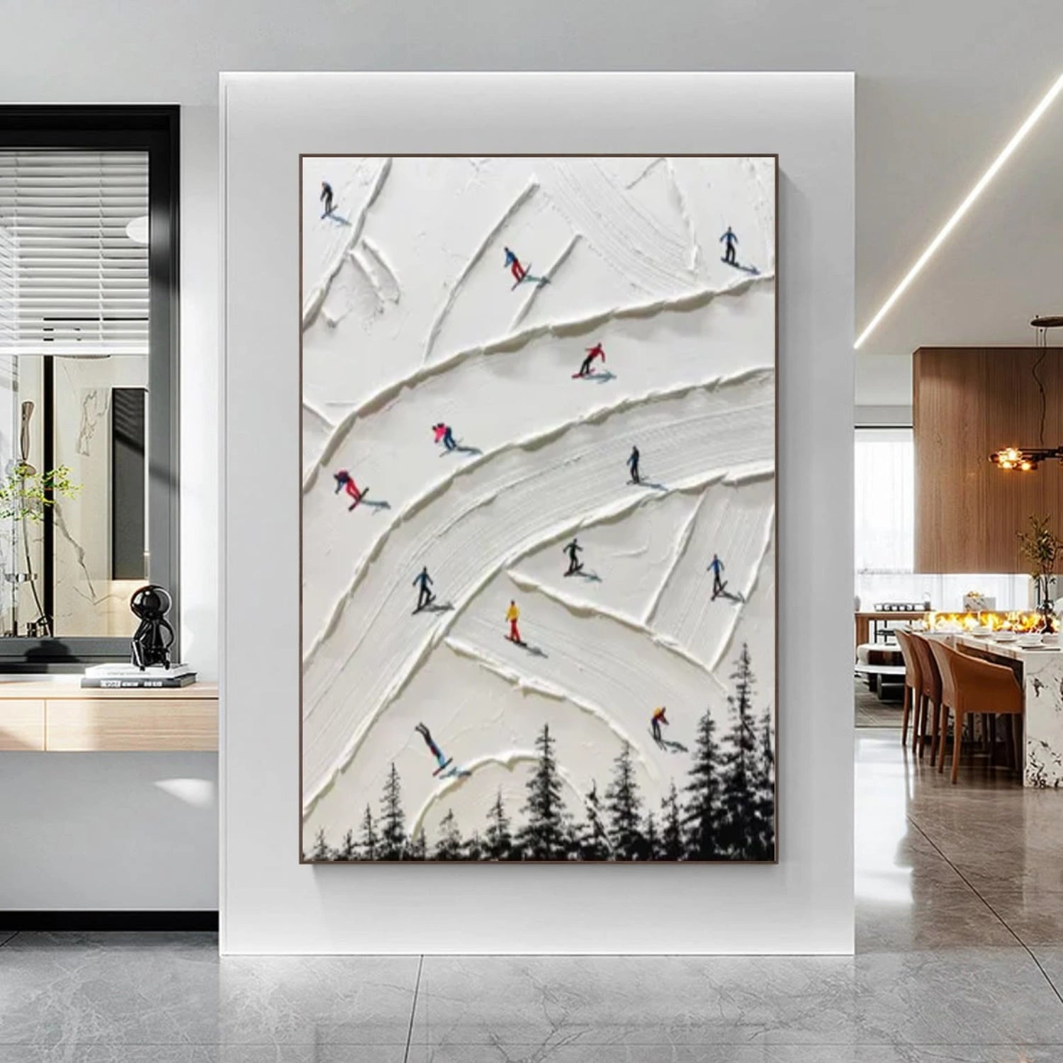 Skiing Sport Art Textured Painting Canvas # SA055