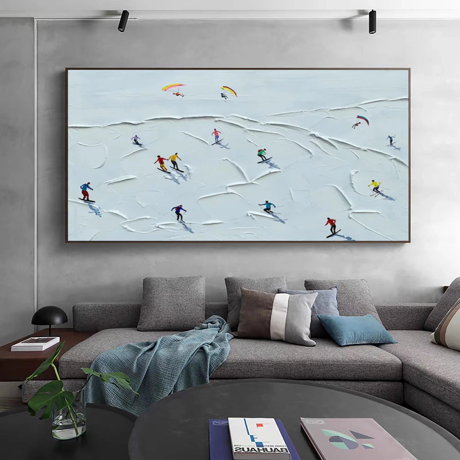 Skiing Sport Art Textured Painting Canvas # SP050