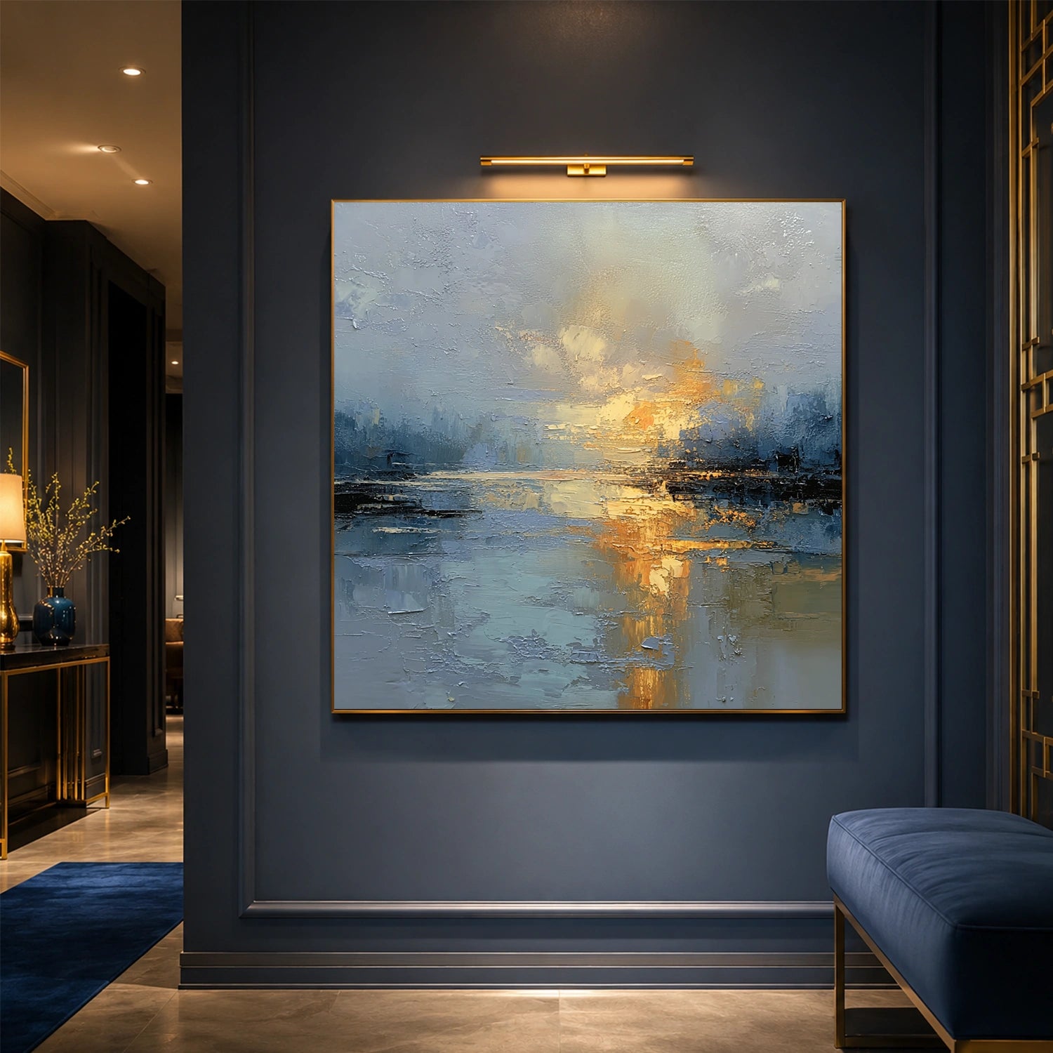 Ocean And Sky Abstract Canvas Art #OS438