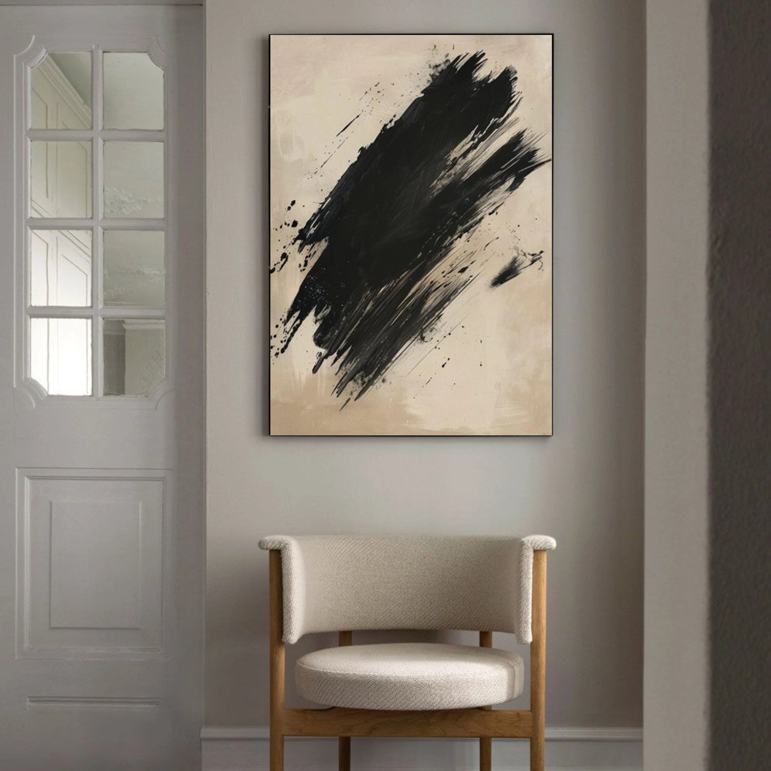 Beige & Black Abstract Wall Art #AB 570