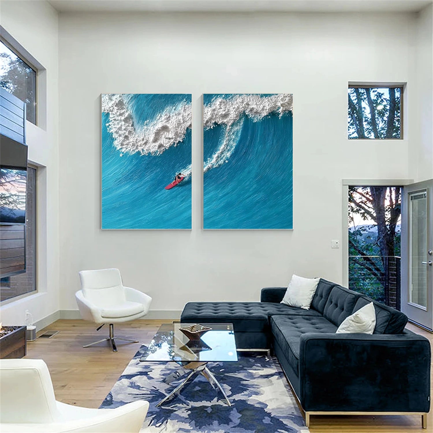 Surfing Sport Texture Set of 2 Canvas Painting #SA027