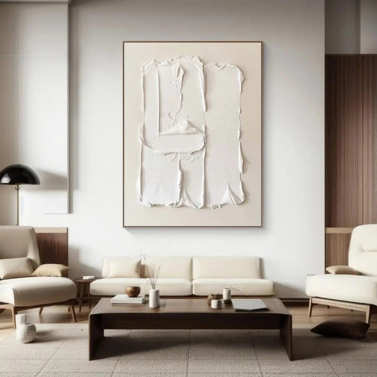 White Minimalist Textured Wall Art #MM350