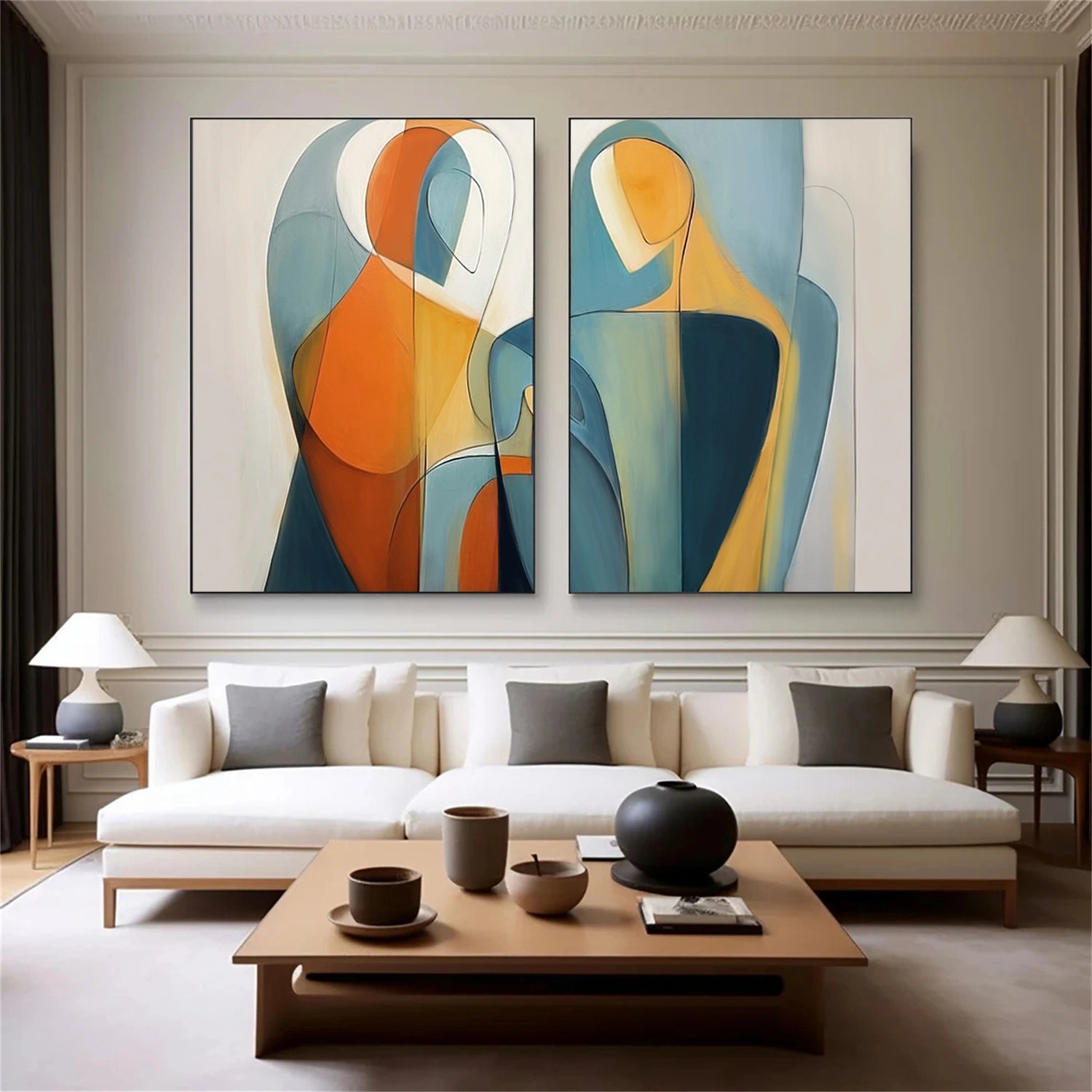 Contemporary Abstract Minimalist Set of 2 Wall Art #CW035