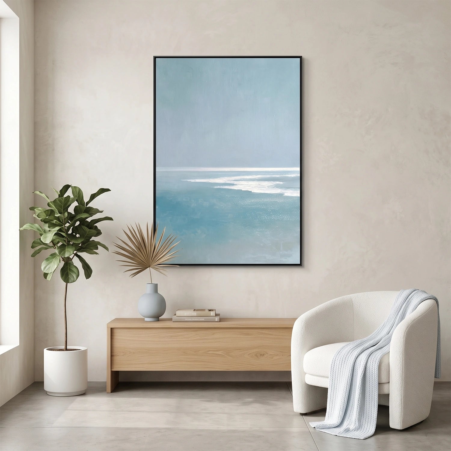 Ocean And Sky Abstract Canvas Art #OS414