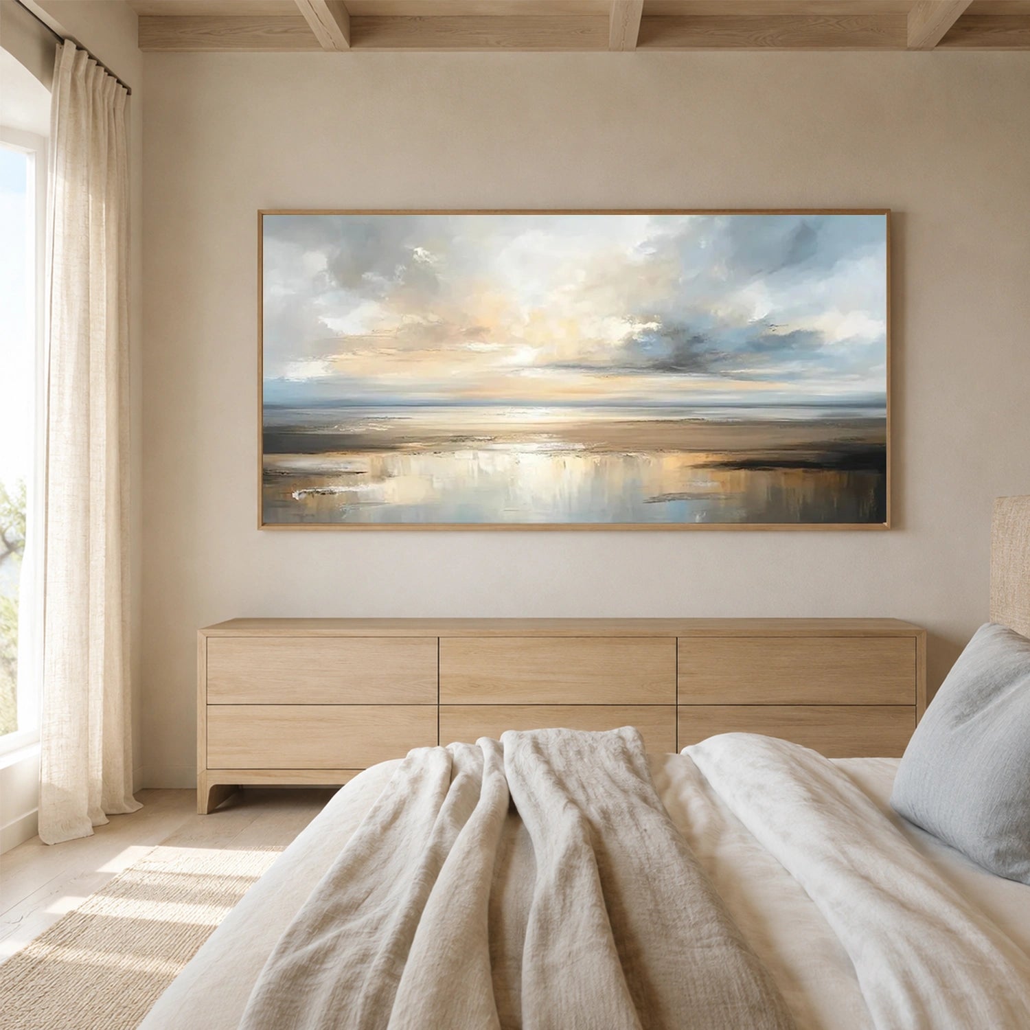 Ocean And Sky Abstract Canvas Art #OS466
