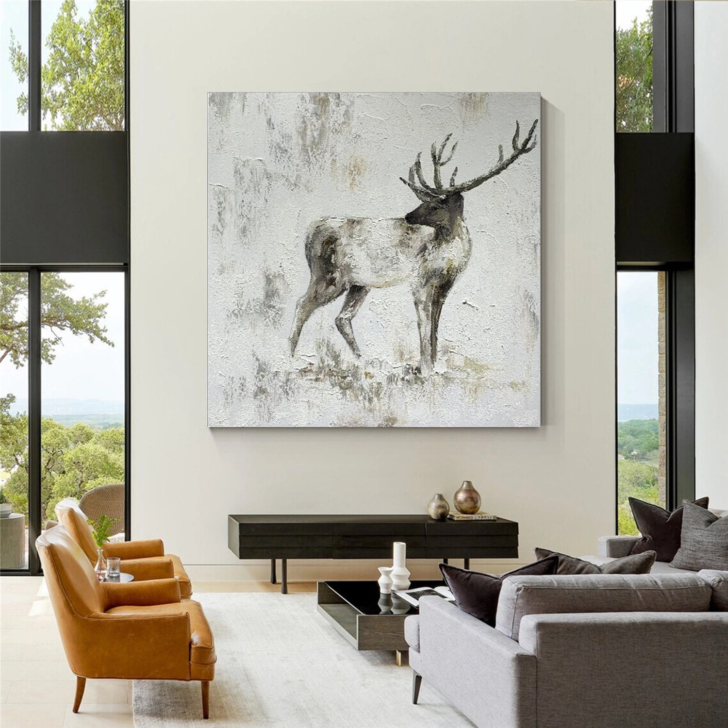 Abstract Animal Horse Textured Canvas Art #AP177