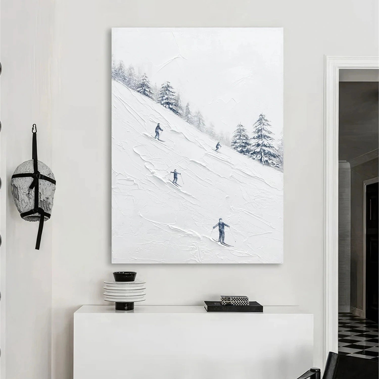 Skiing Sport Art Textured Painting Canvas #SP032