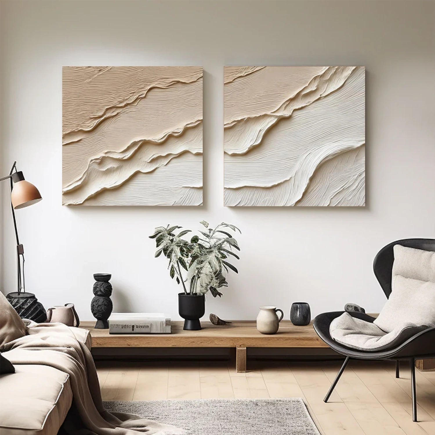 Minimalist Texture Canvas Square Set of 2 # MM411