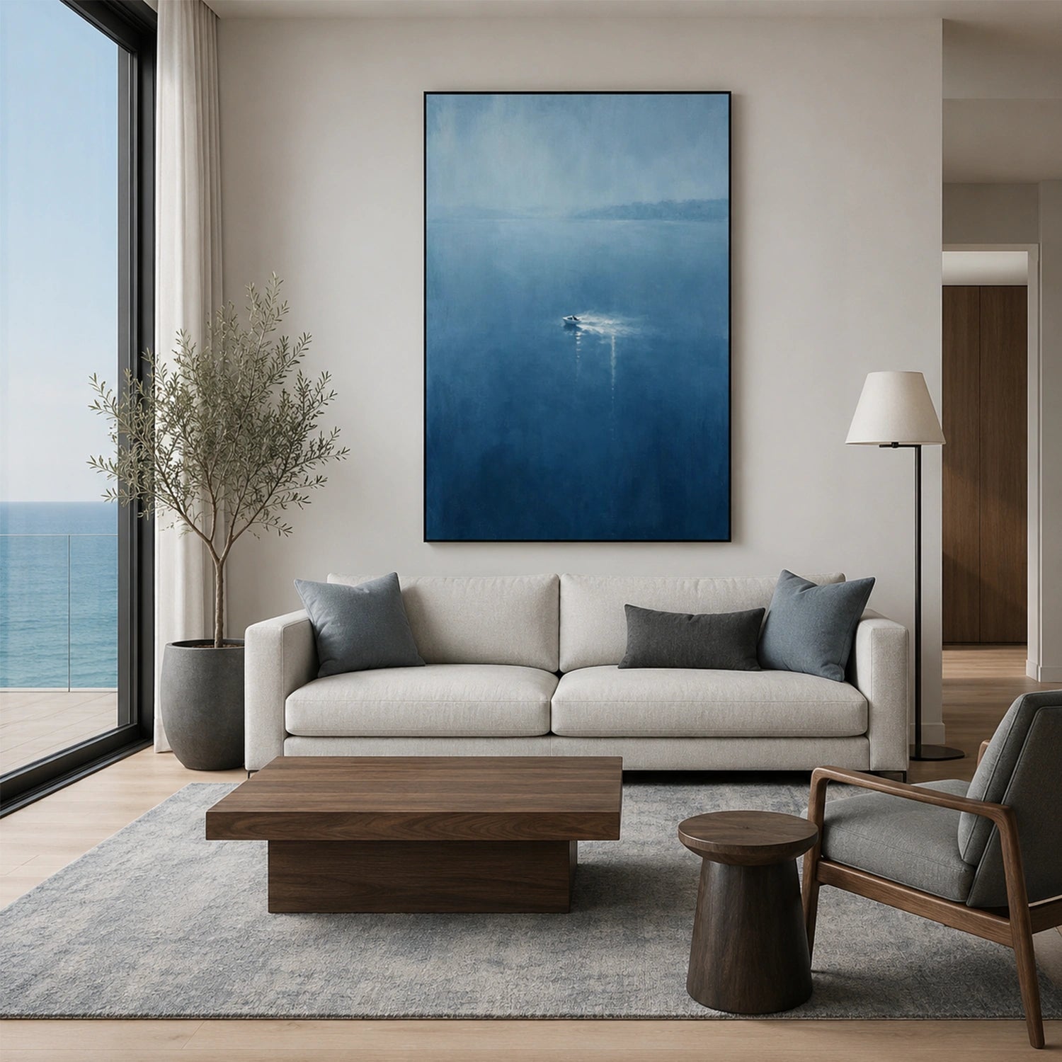 Ocean And Sky Abstract Canvas Art #OS459