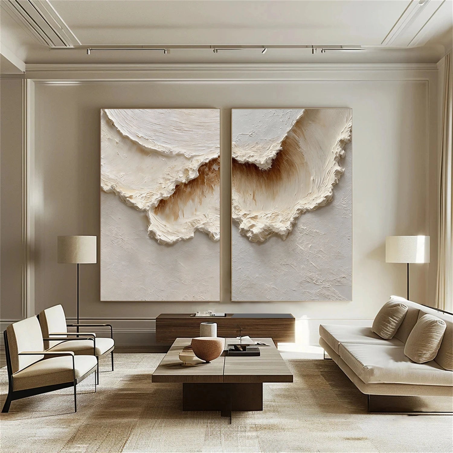 Ocean And Sky Abstract Texture Canvas Art Set of 2  #OS370
