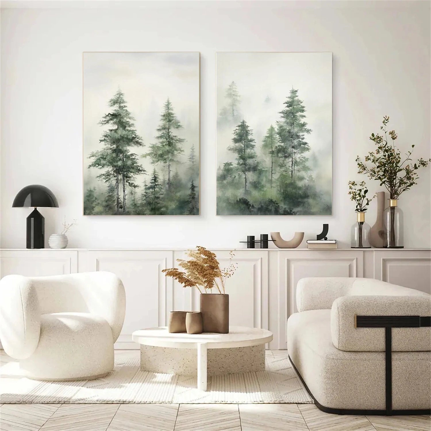 Flower & Tree Abstract Canvas Art Set of 2 #FT 304