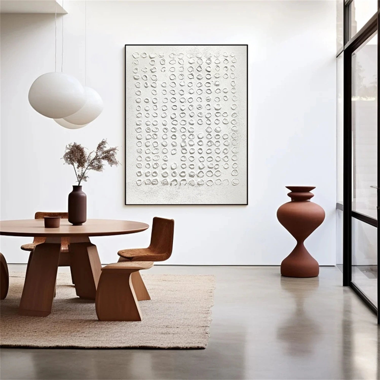White Plaster Art Minimalist Textured Paintings Canvas #MM317