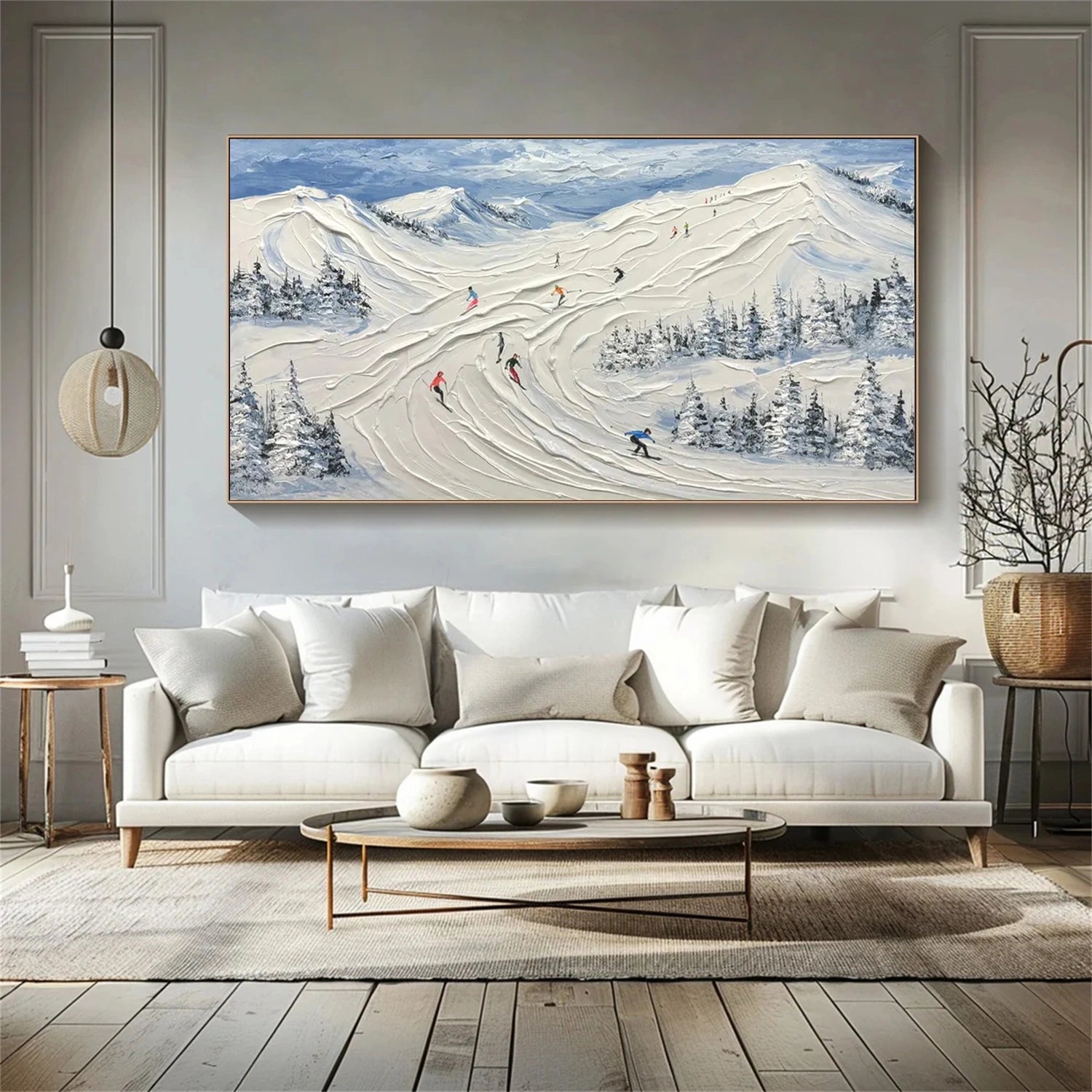 Skiing Sport Art Textured Painting Canvas # SP039