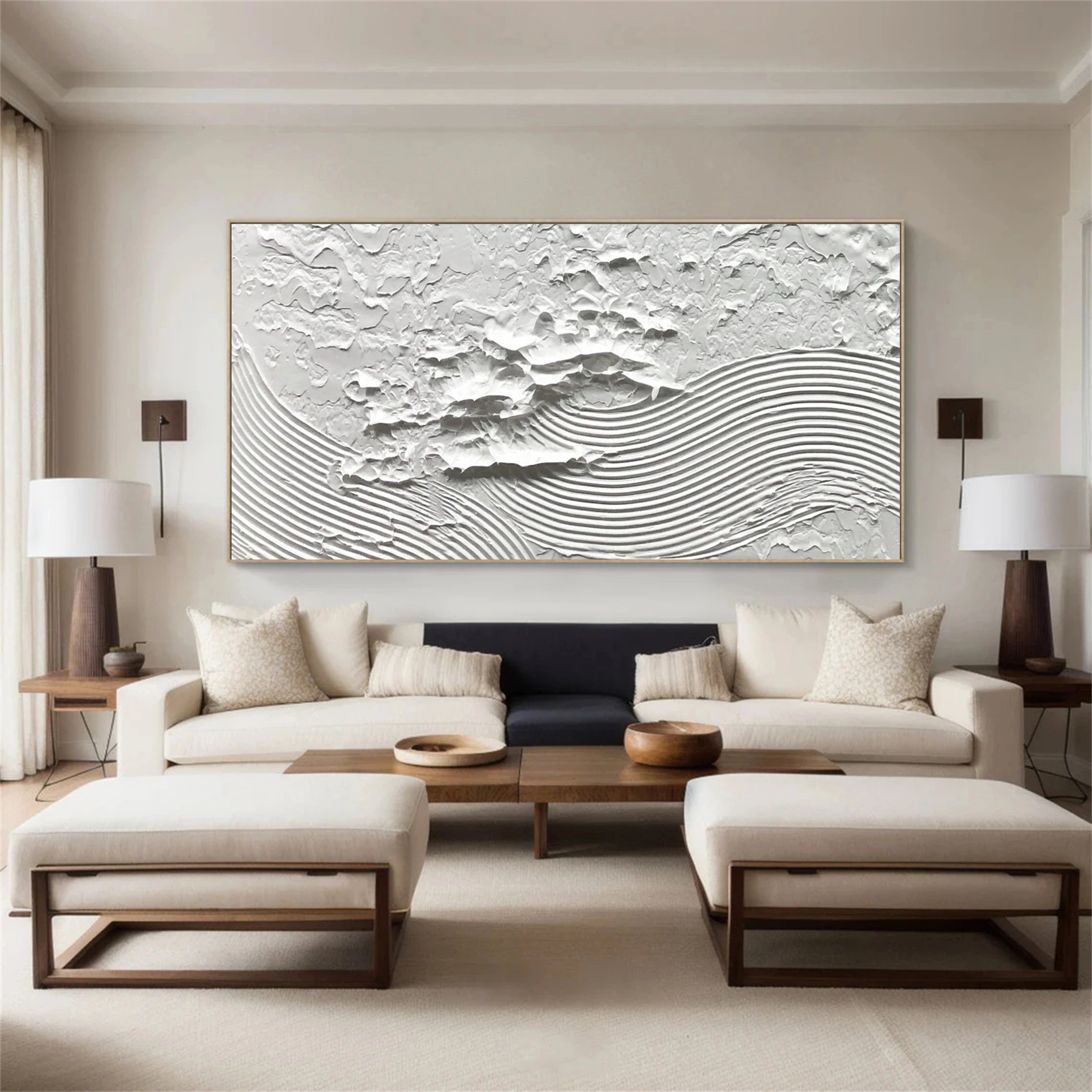 White Minimalist Textured Painting Canvas #MM144