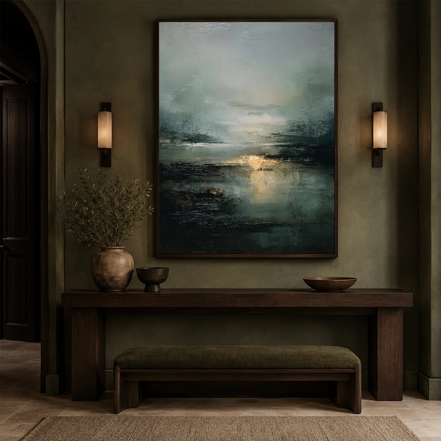 Ocean And Sky Abstract Canvas Art #OS462