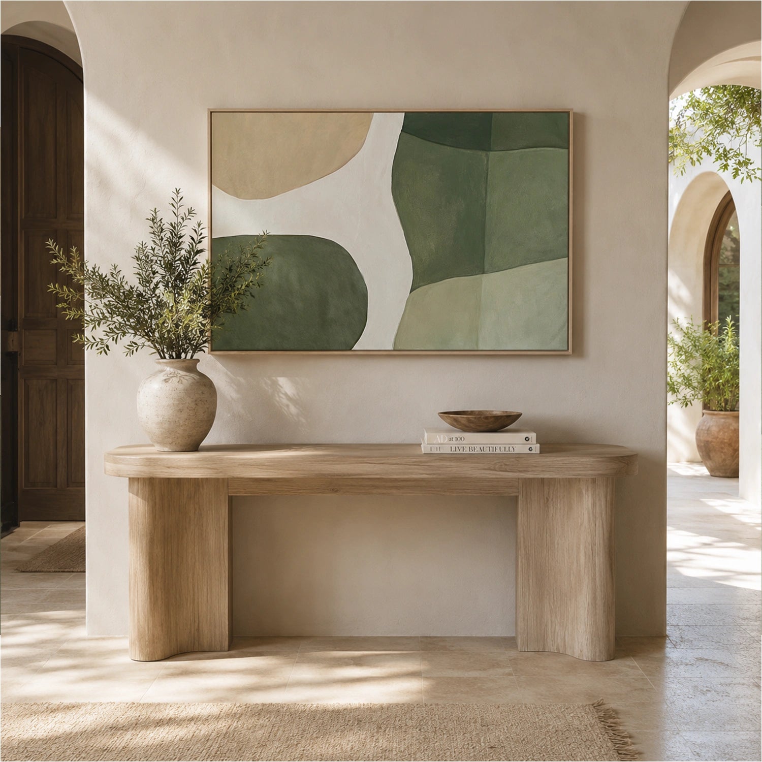 Beige & Green Abstract Wall Art #BG150
