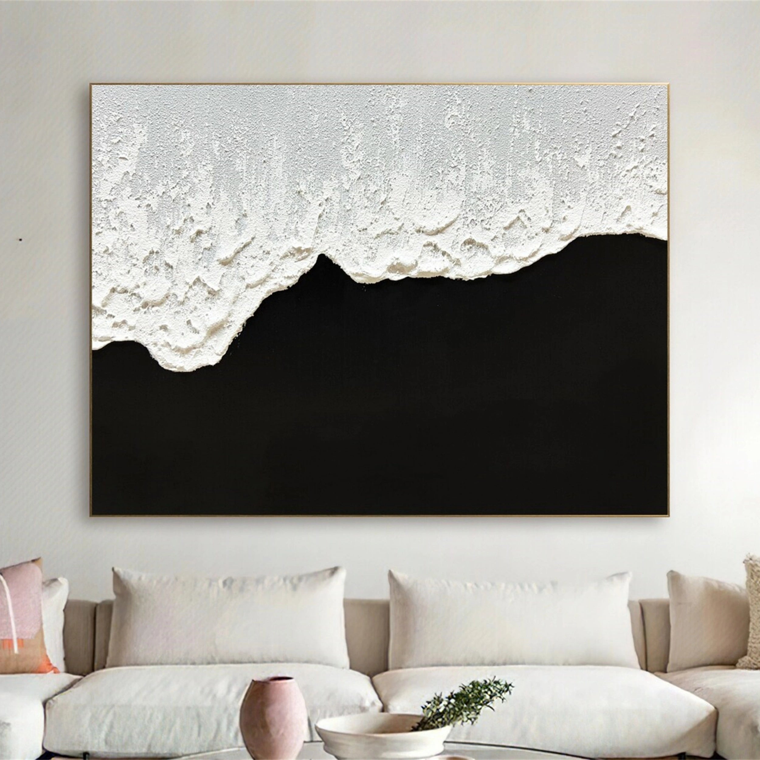 Black White Textured Minimalist Wall Art #MZ058