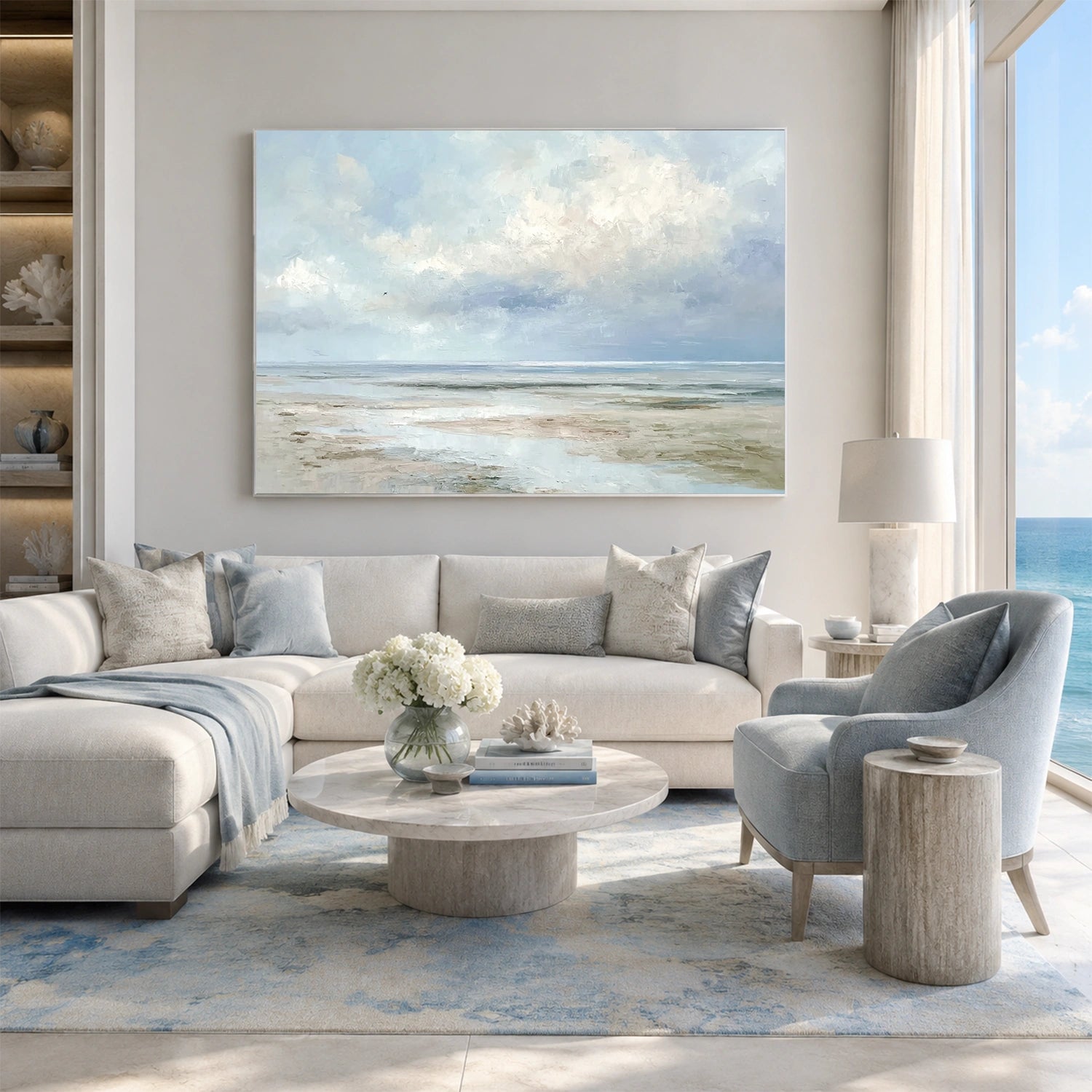 Ocean And Sky Abstract Texture Canvas Art #OS444