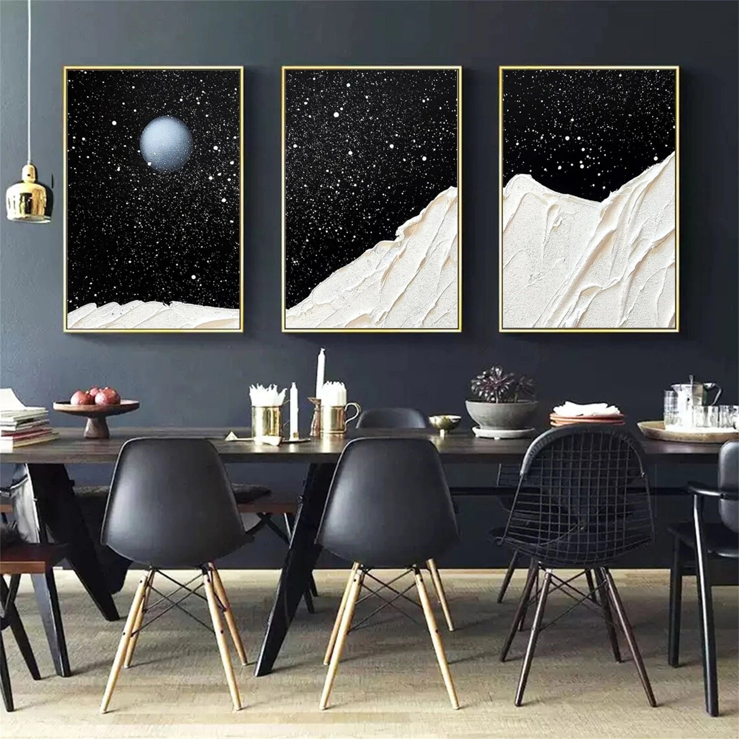 Black and White Minimalistic Textured Set of 2 Canvas Art #MZ146