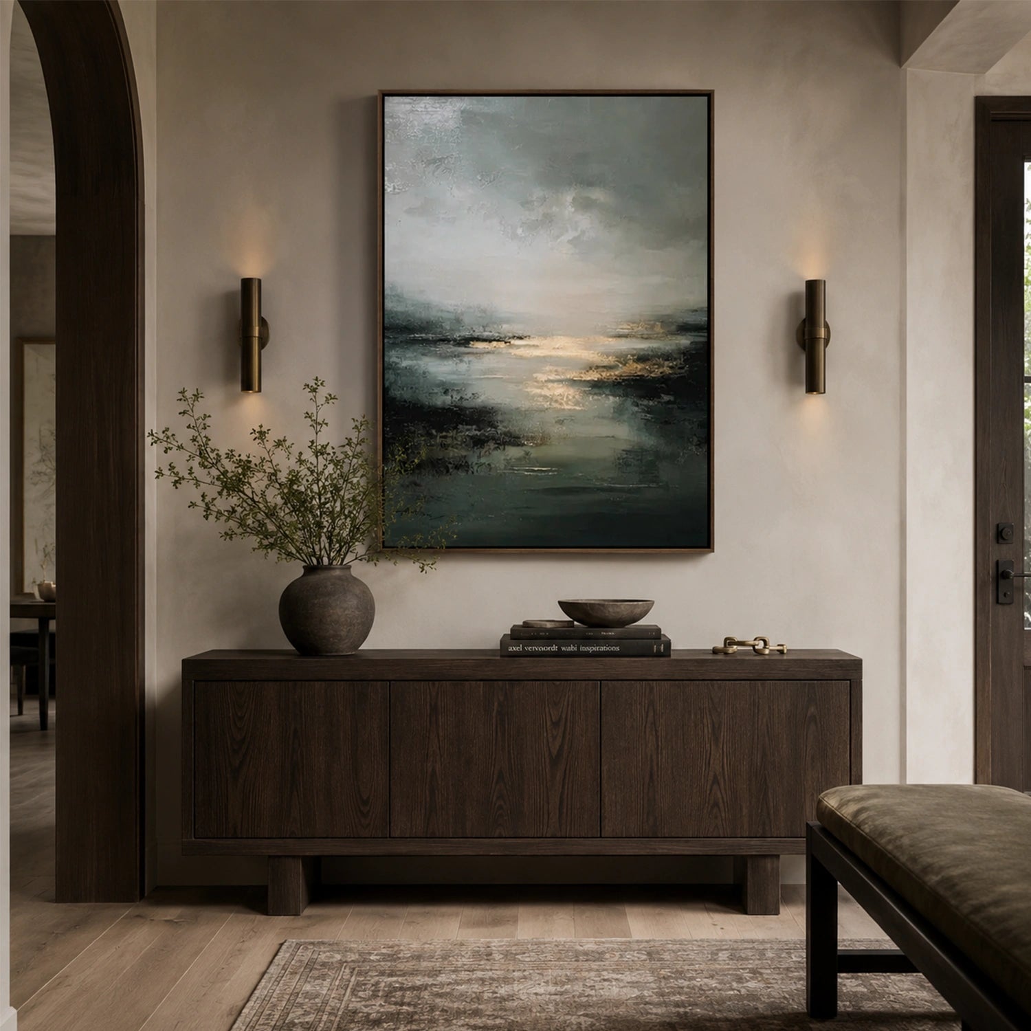 Ocean And Sky Abstract Canvas Art #OS460