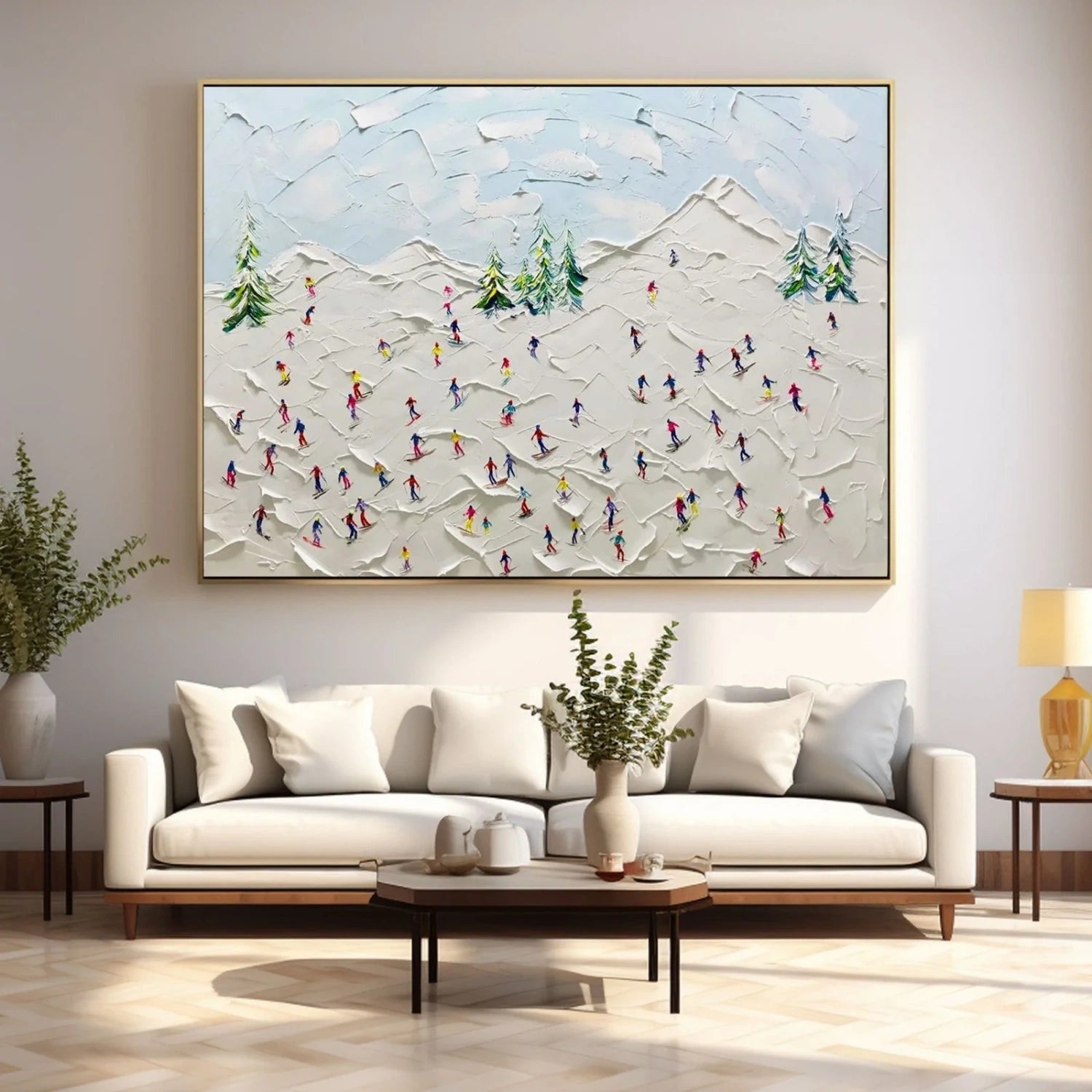 Skiing Sport Art Textured Painting Canvas # SP053