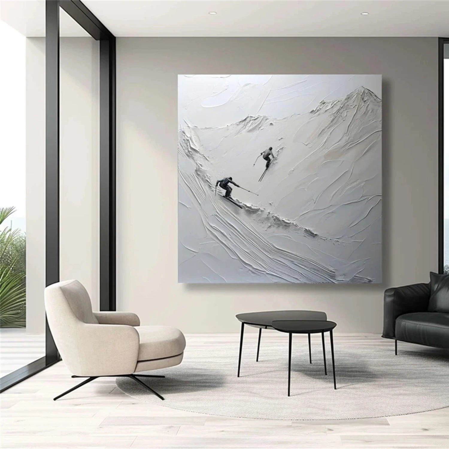 Skiing Sport Art Textured Painting Canvas #SP 047