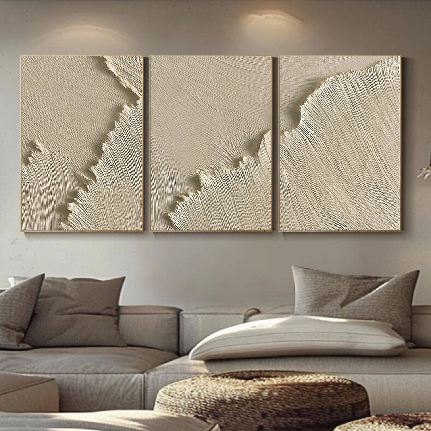Ocean And Sky Abstract Texture Canvas Art Set of 3 #OS377