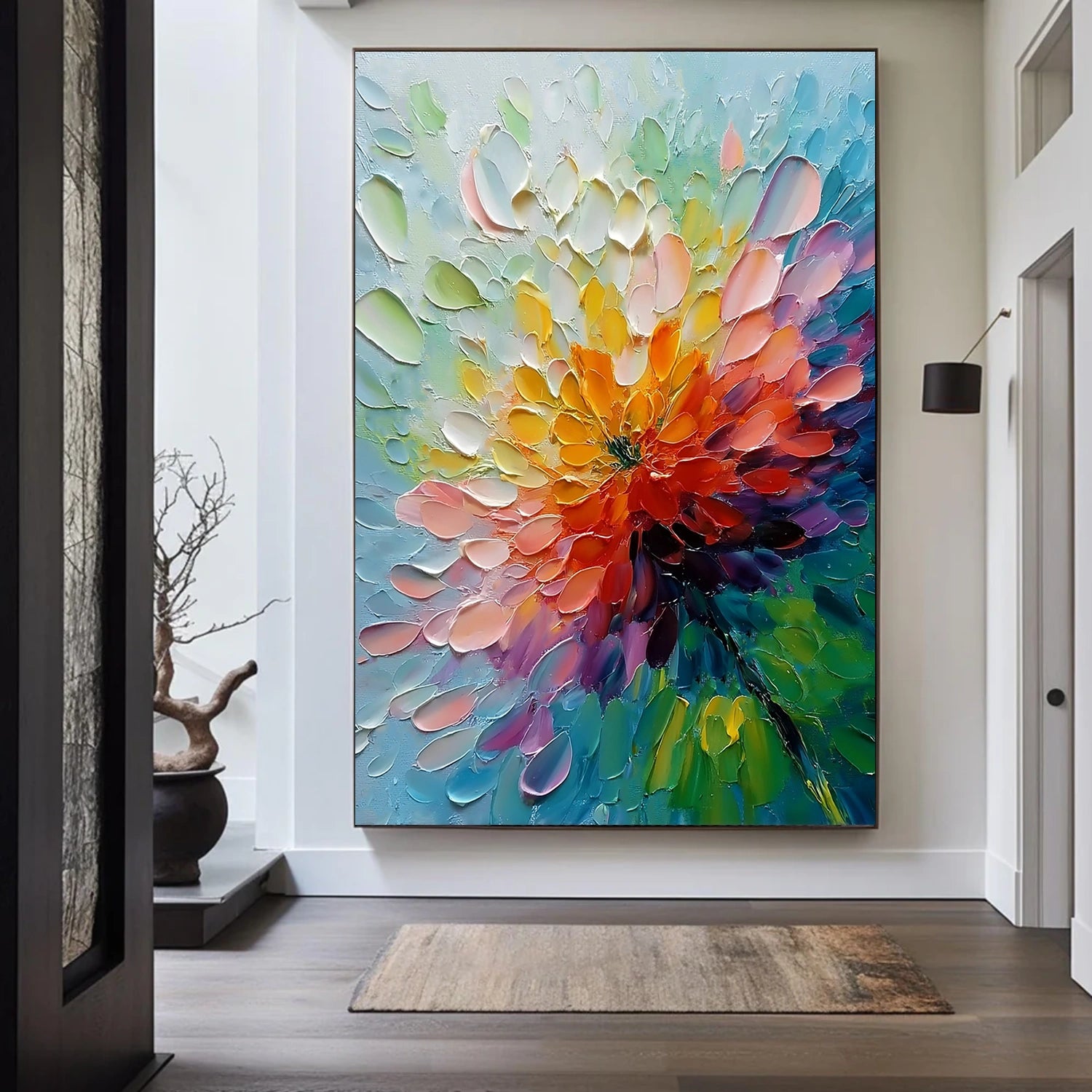 Colorful Flower & Tree Abstract Texture Canvas Art #FT 279