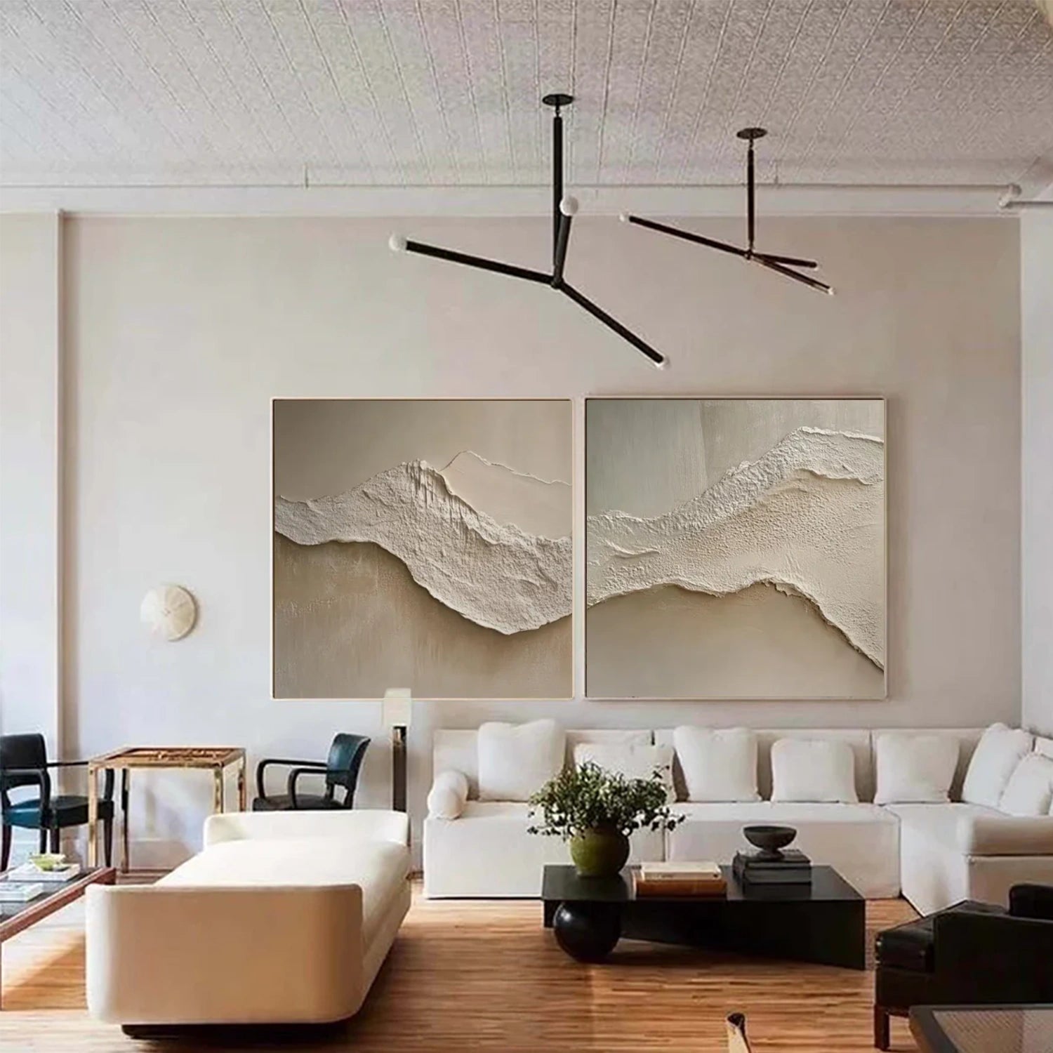 Ocean And Sky Abstract Textured Square Set of 2 Canvas Art #OS 316