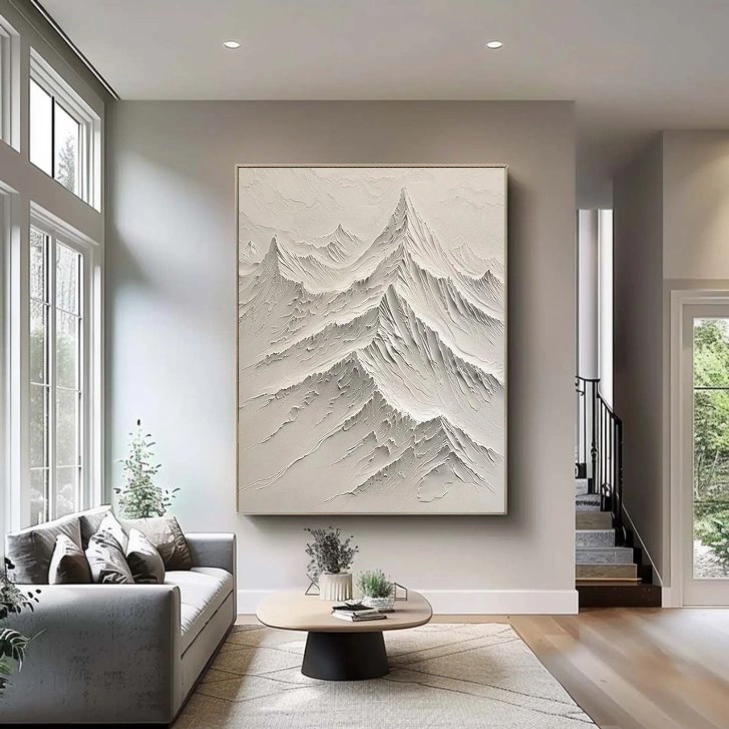 Beige Minimalist Mountain Texture Canvas # MM404