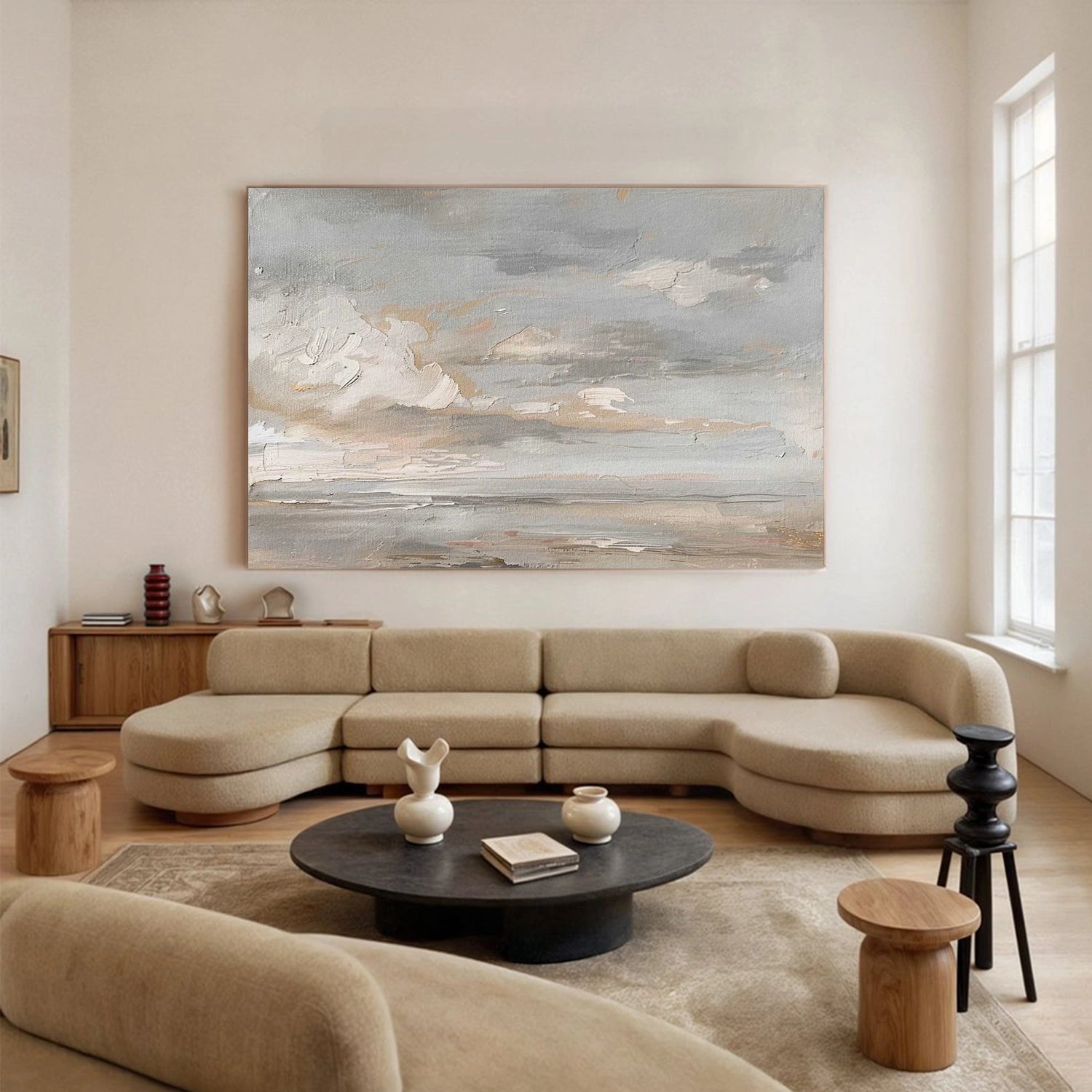 Ocean And Sky Abstract Texture Canvas Art #OS397