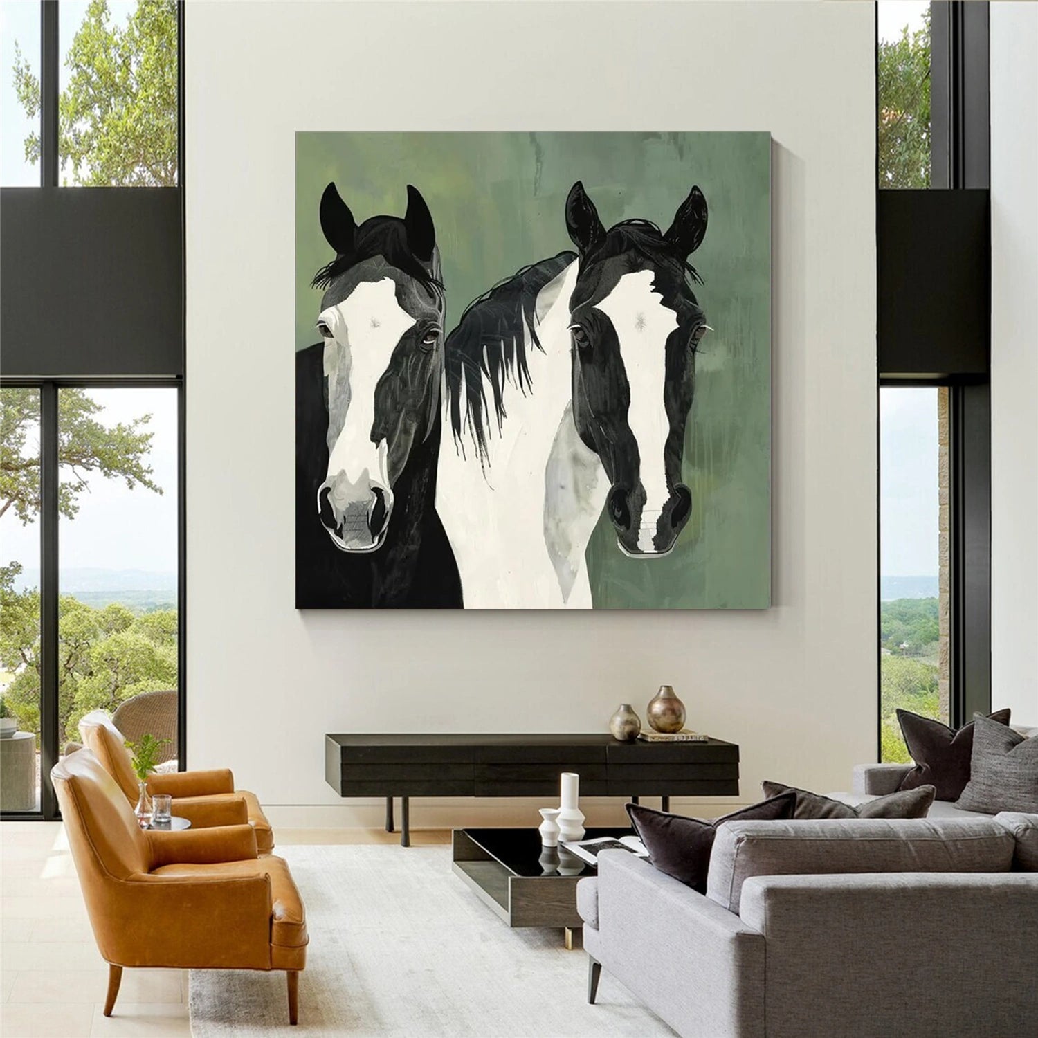 Abstract Animal Horse Canvas Art #AP176