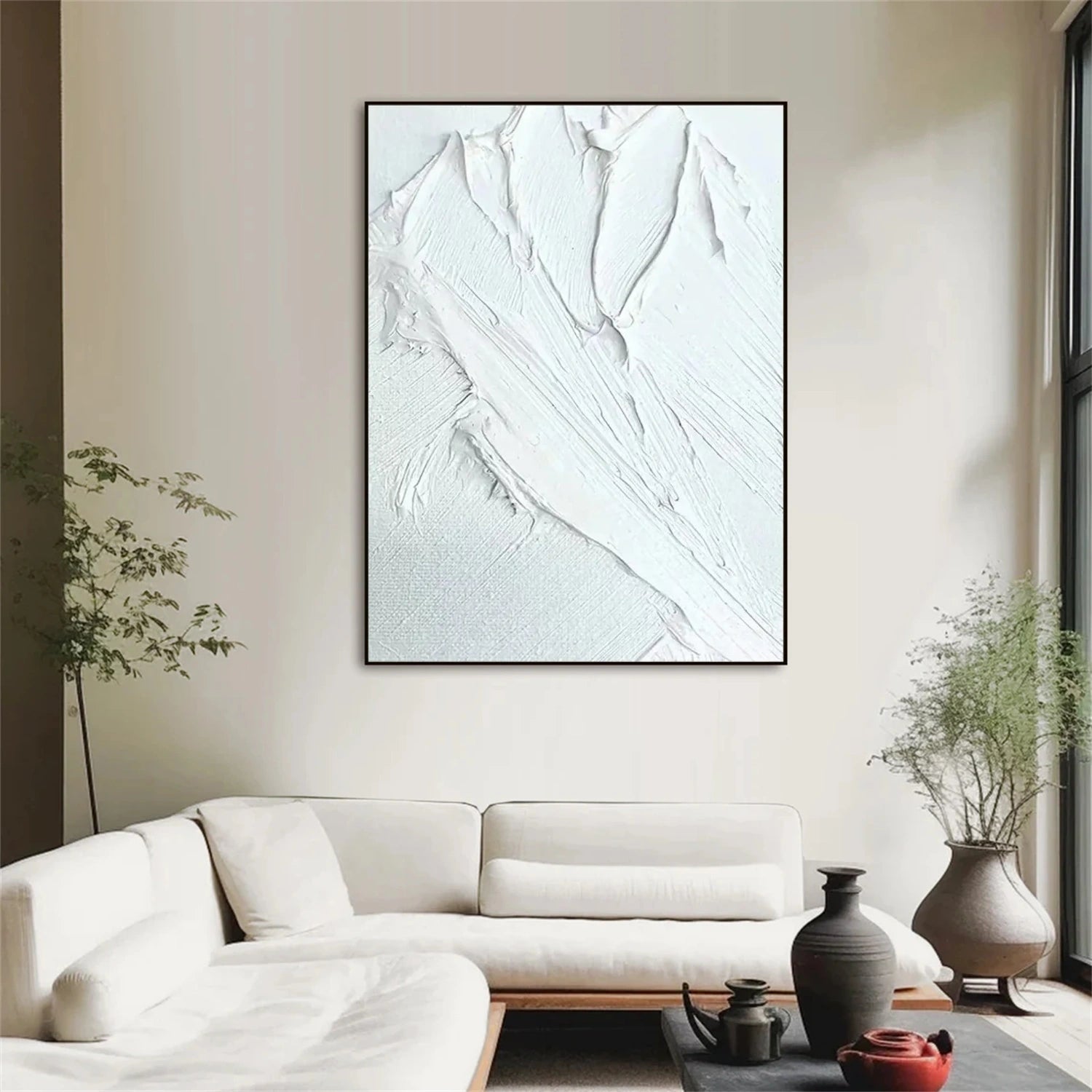 White Minimalist Textured Wall Art #MM324