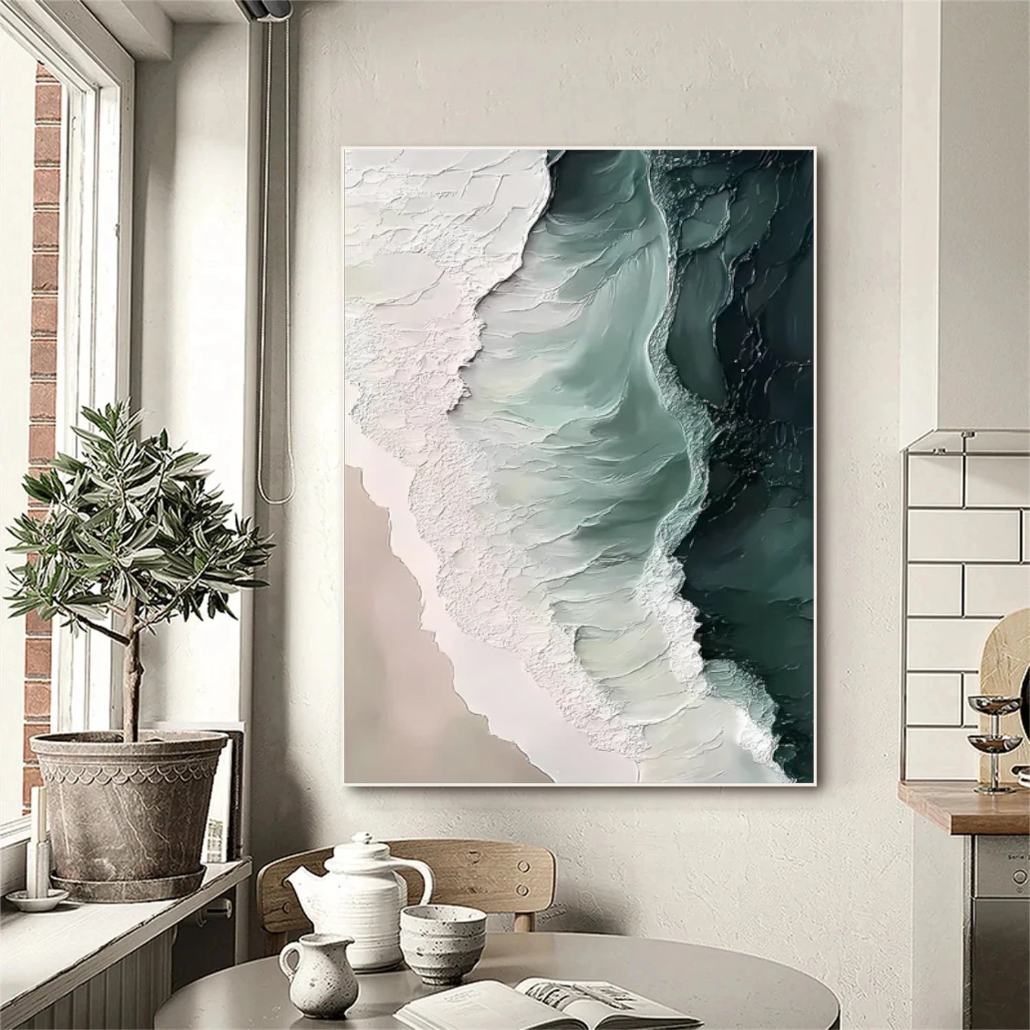 Ocean And Sky Abstract Textured Canvas Art #OS 300