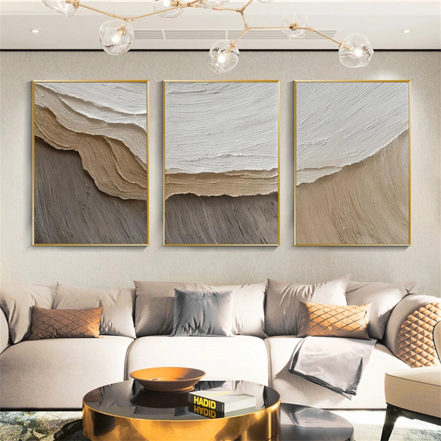 Beige Minimalist Texture Canvas Set of 3 # MM414