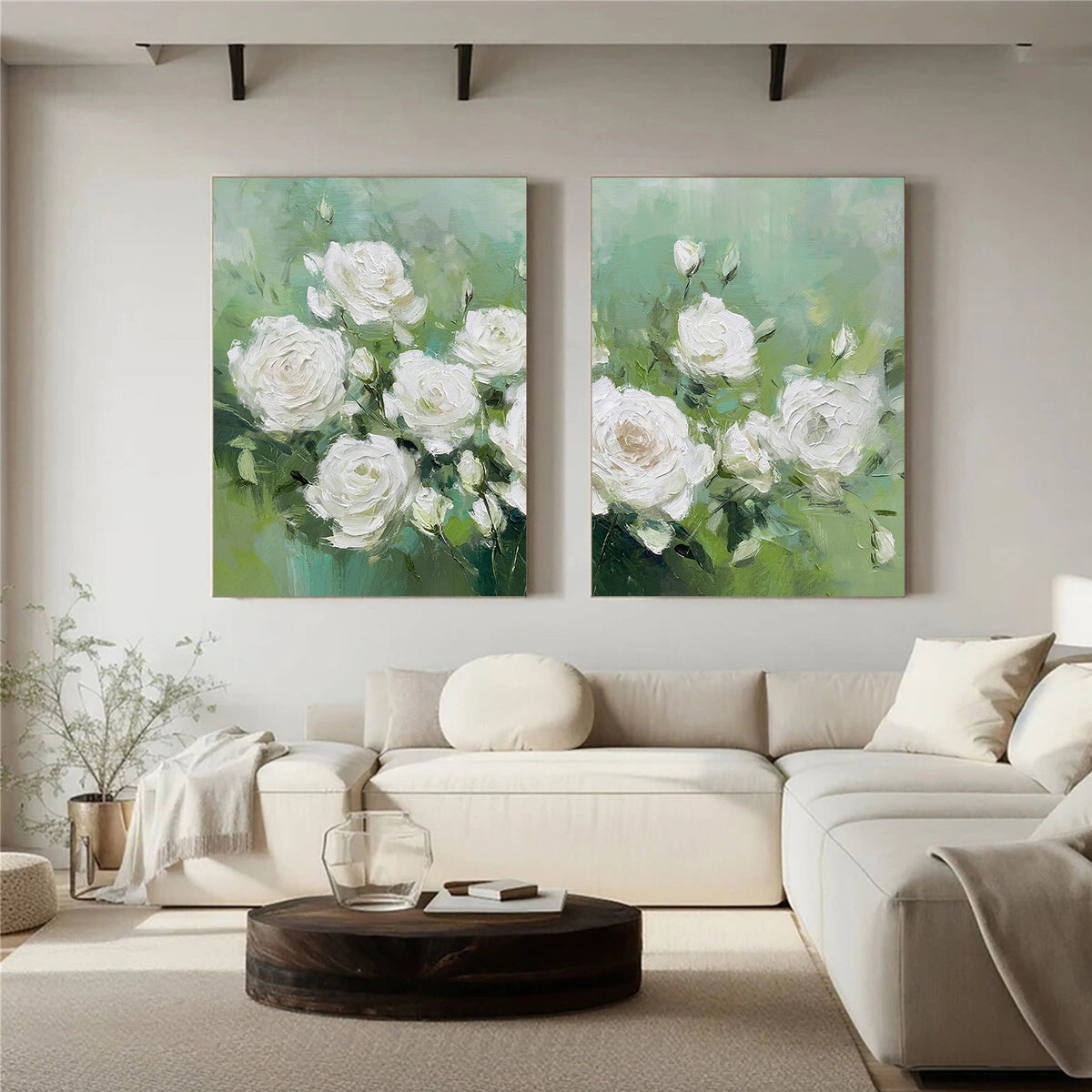 Flower & Tree Abstract Texture Canvas Art Set of 2 #FT 323
