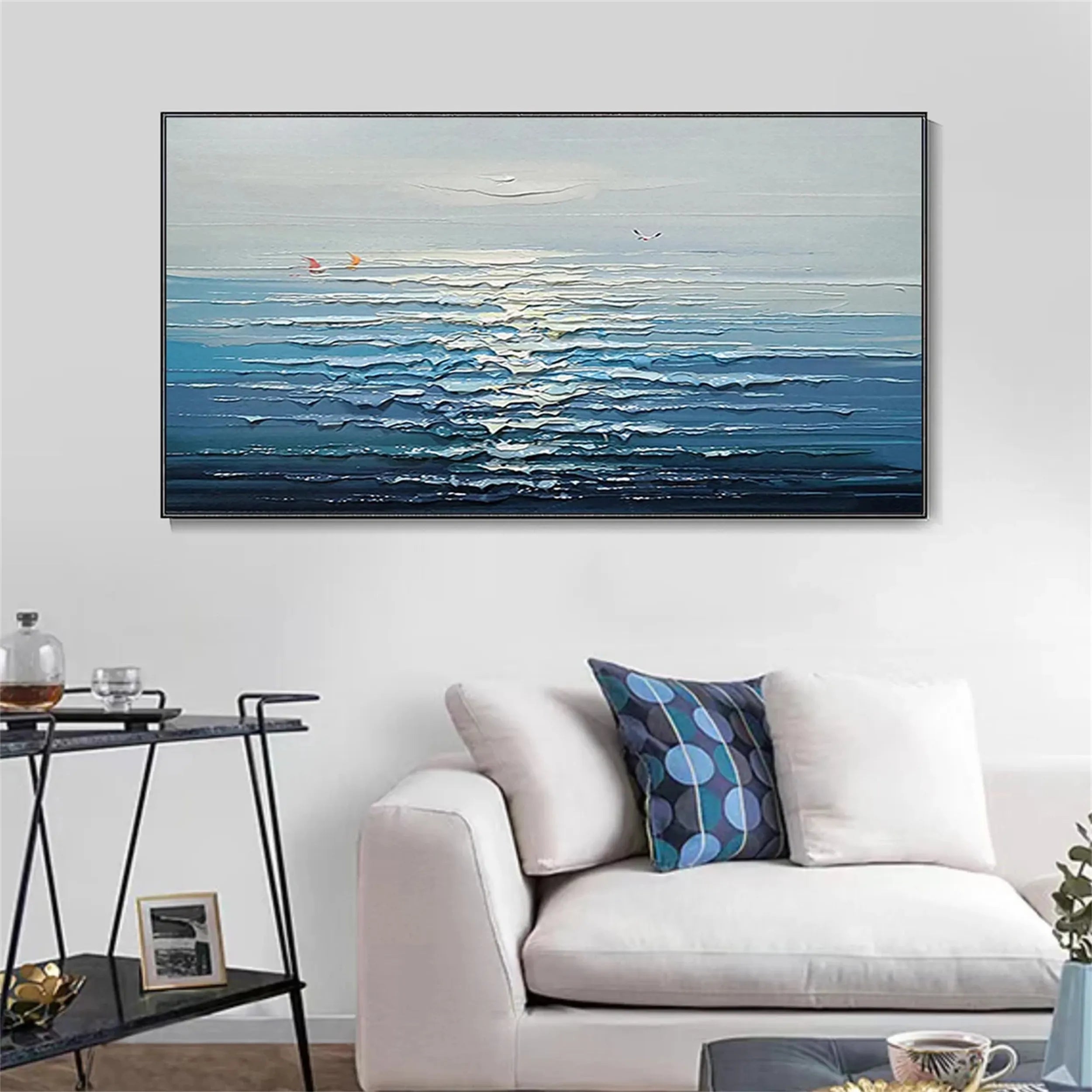 Seascape and Snowy Peak Painting #SP012