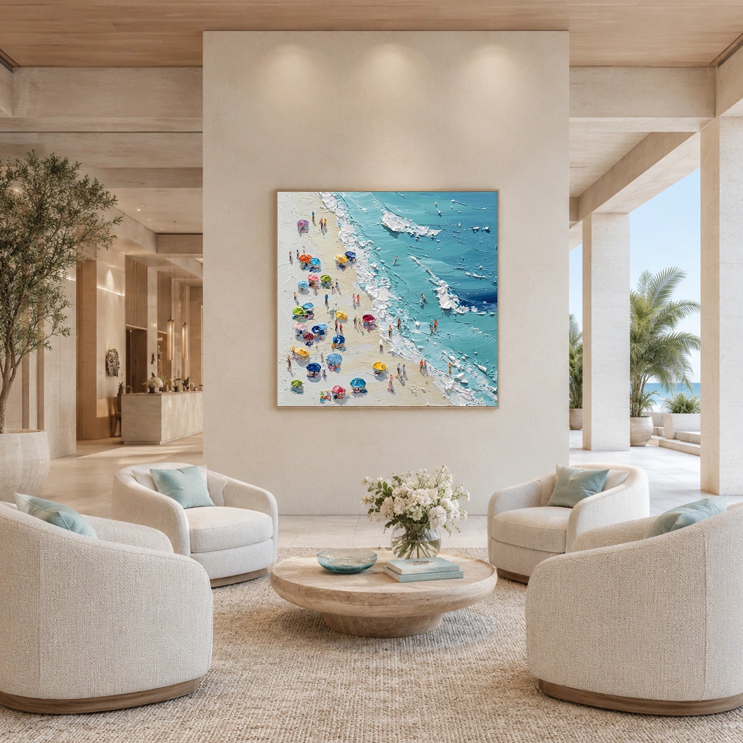 Ocean And Sky Abstract Texture Canvas Art #OS421