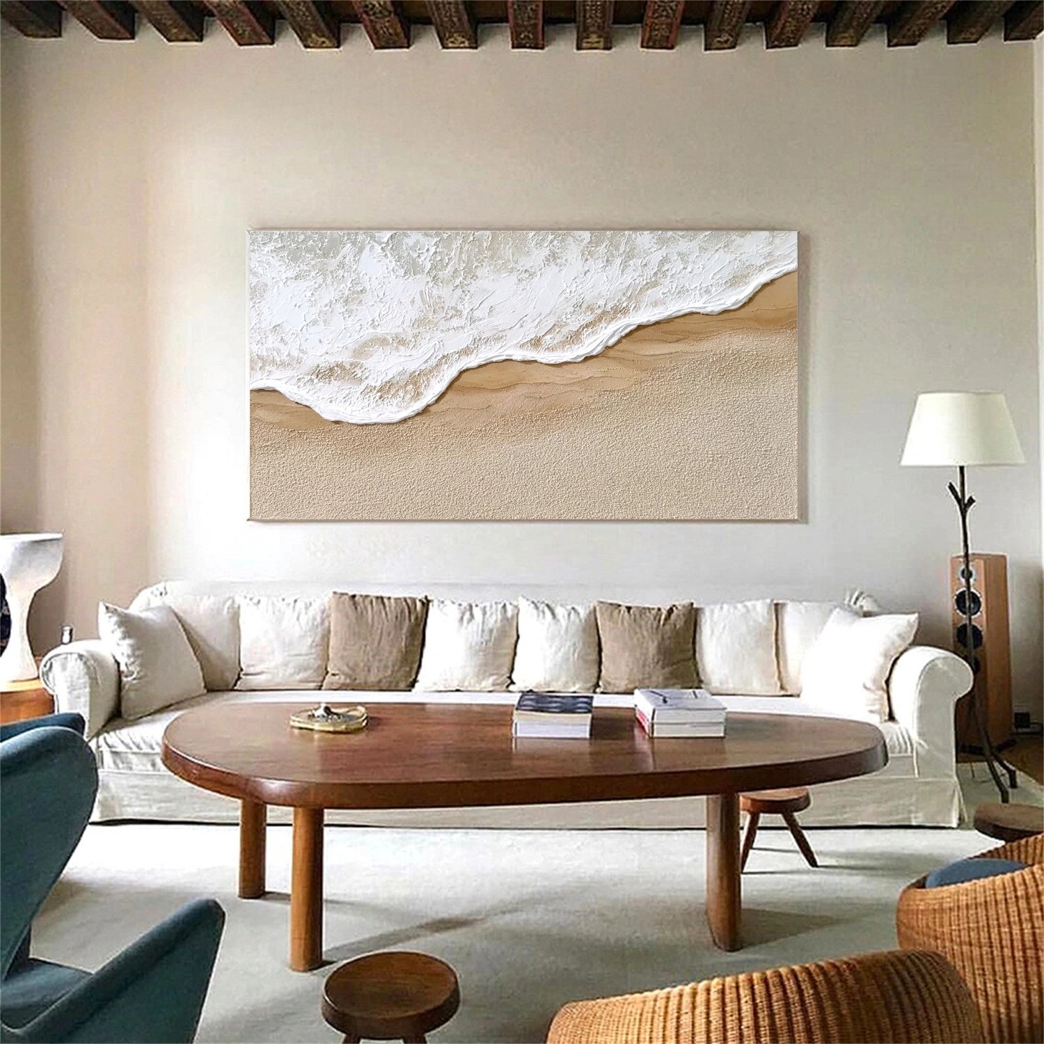 Ocean And Sky Abstract Textured Canvas Art #OS348