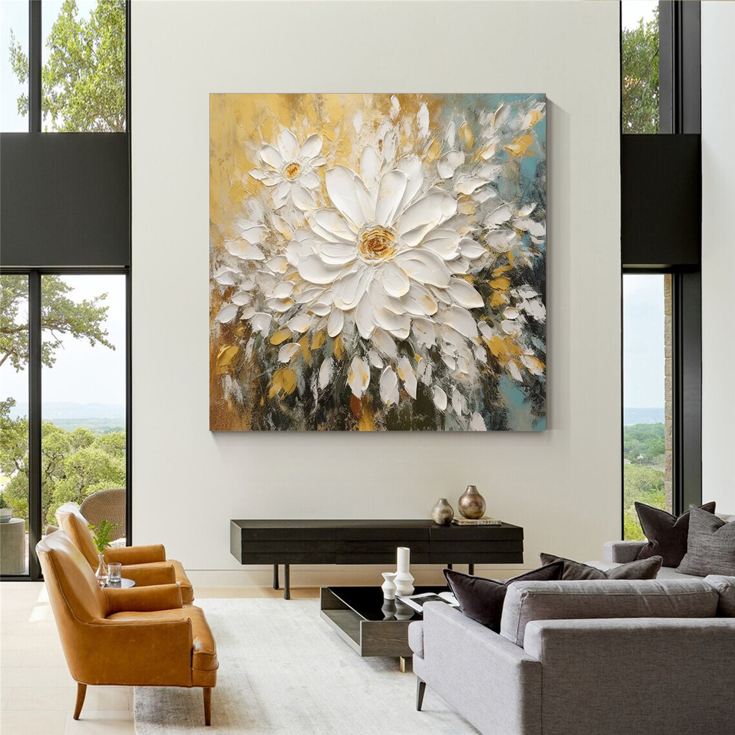 Flower And Tree Abstract Texture  Canvas Art #FT 223