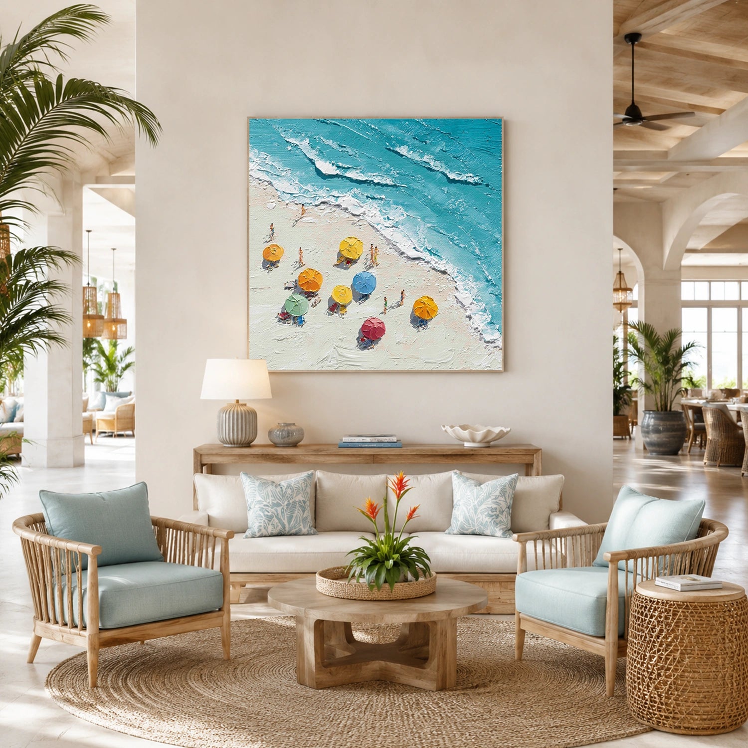 Ocean And Sky Abstract Texture Canvas Art #OS418