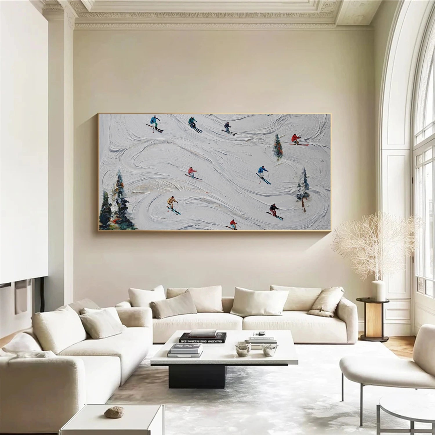 Skiing Sport Art Textured Painting Canvas # SA065