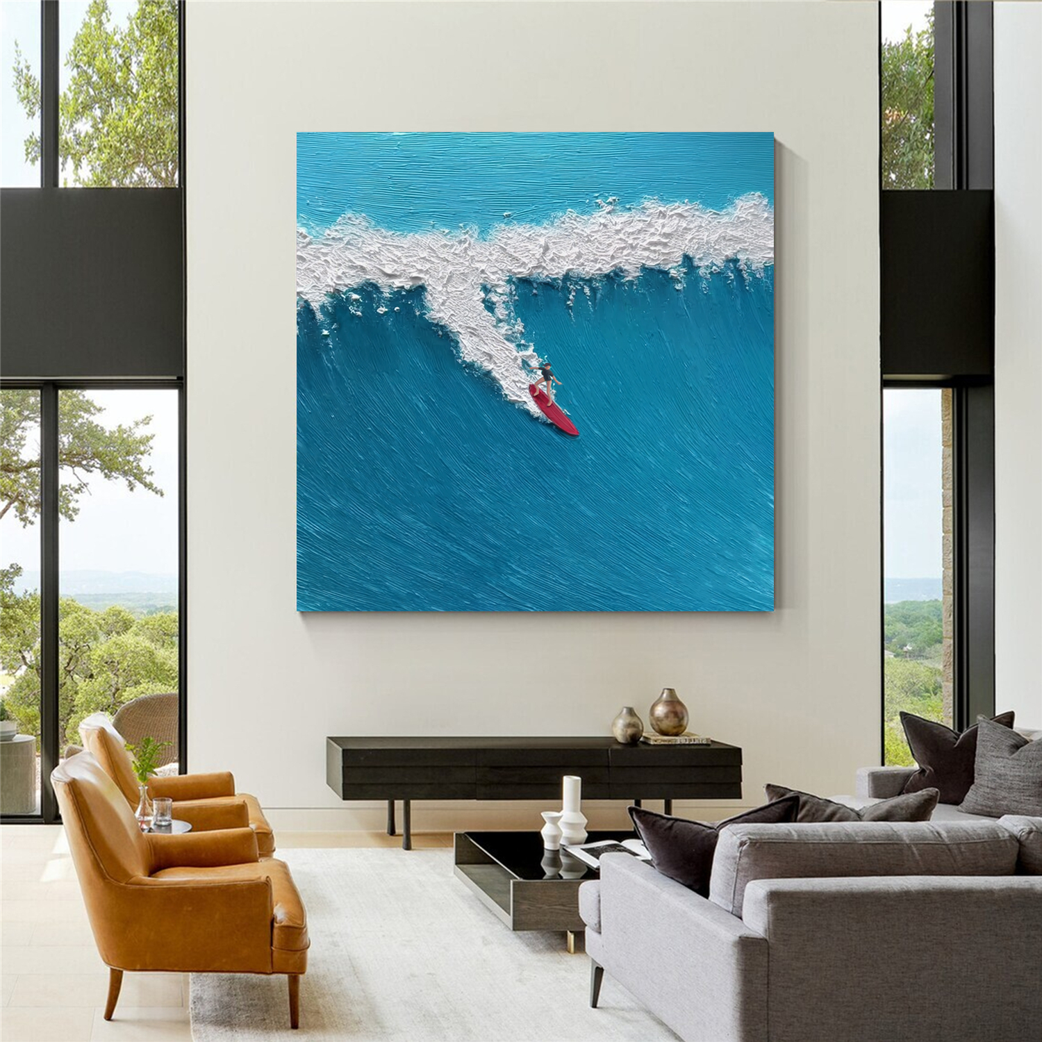 Surfing Sport Texture Canvas Painting #SA024