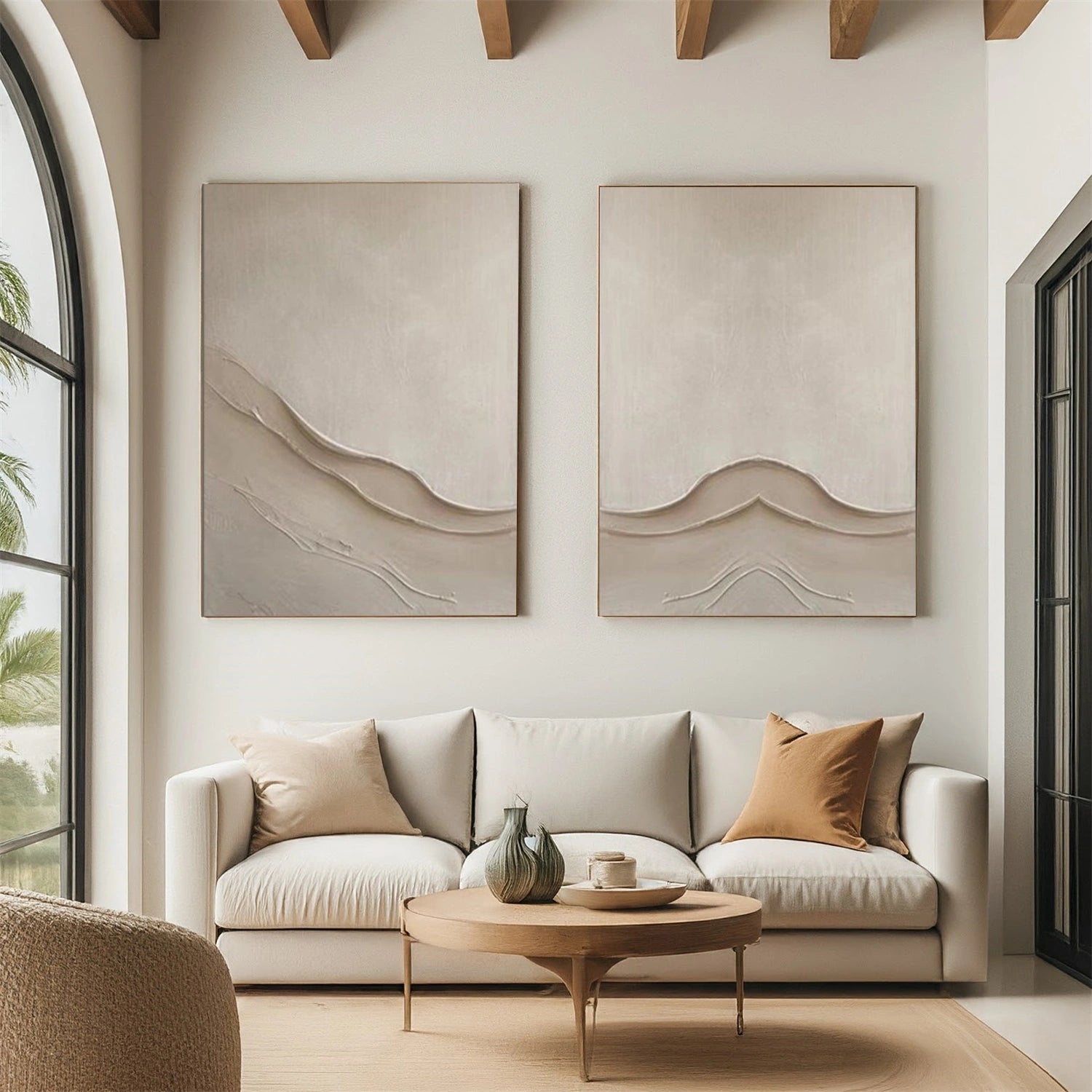 Beige & Brown Abstract Textured Set of 2 Wall Art #BB172