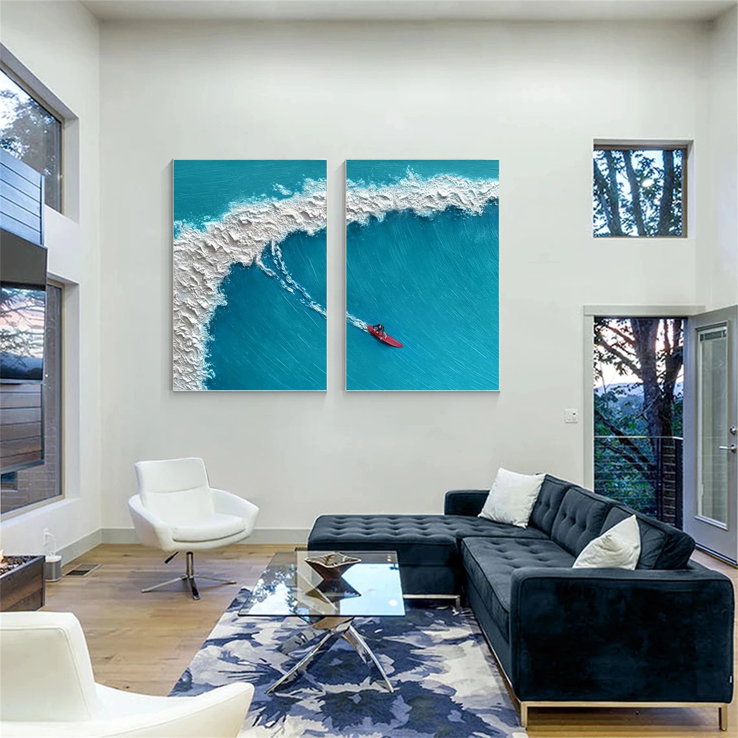 Surfing Sport Texture Set of 2 Canvas Painting #SA026
