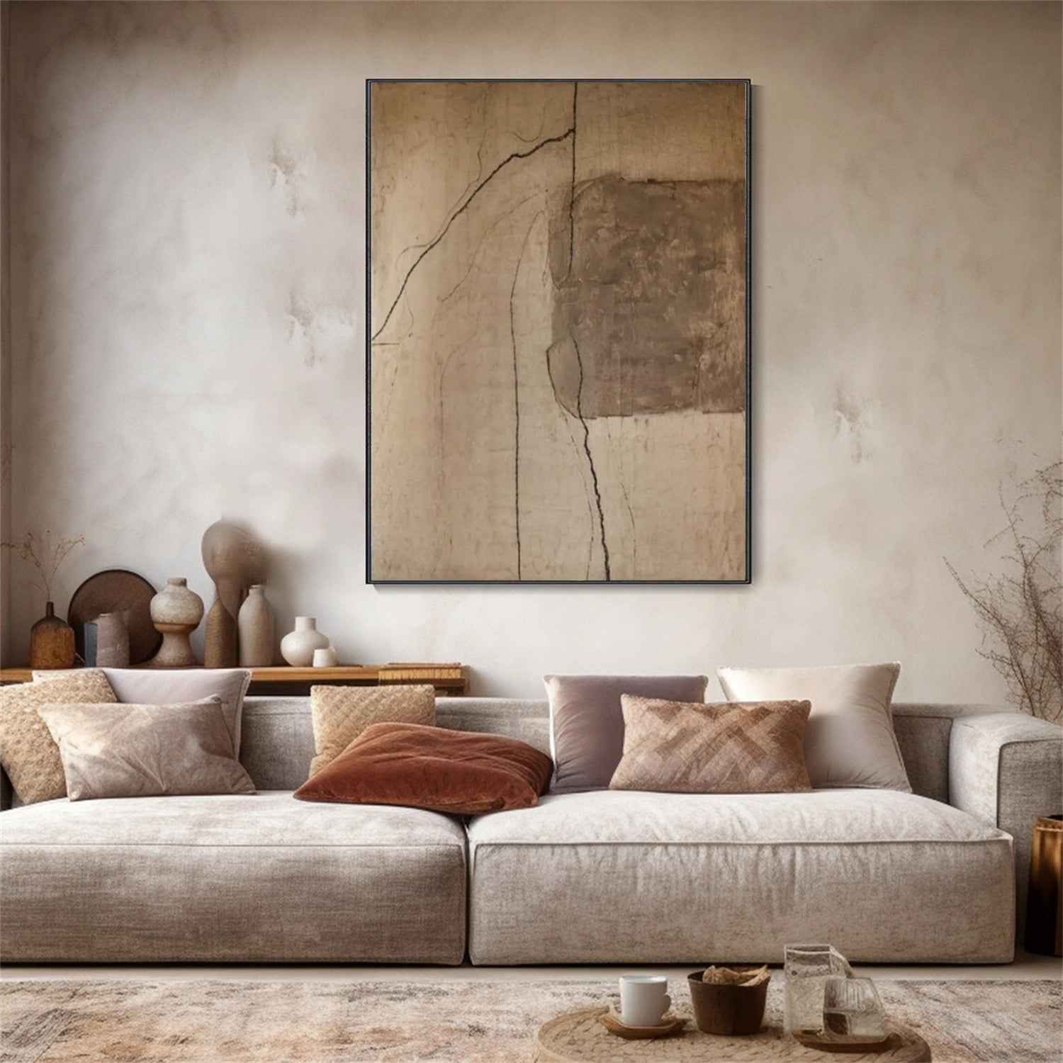 Beige & Brown Abstract Wall Art #BB176