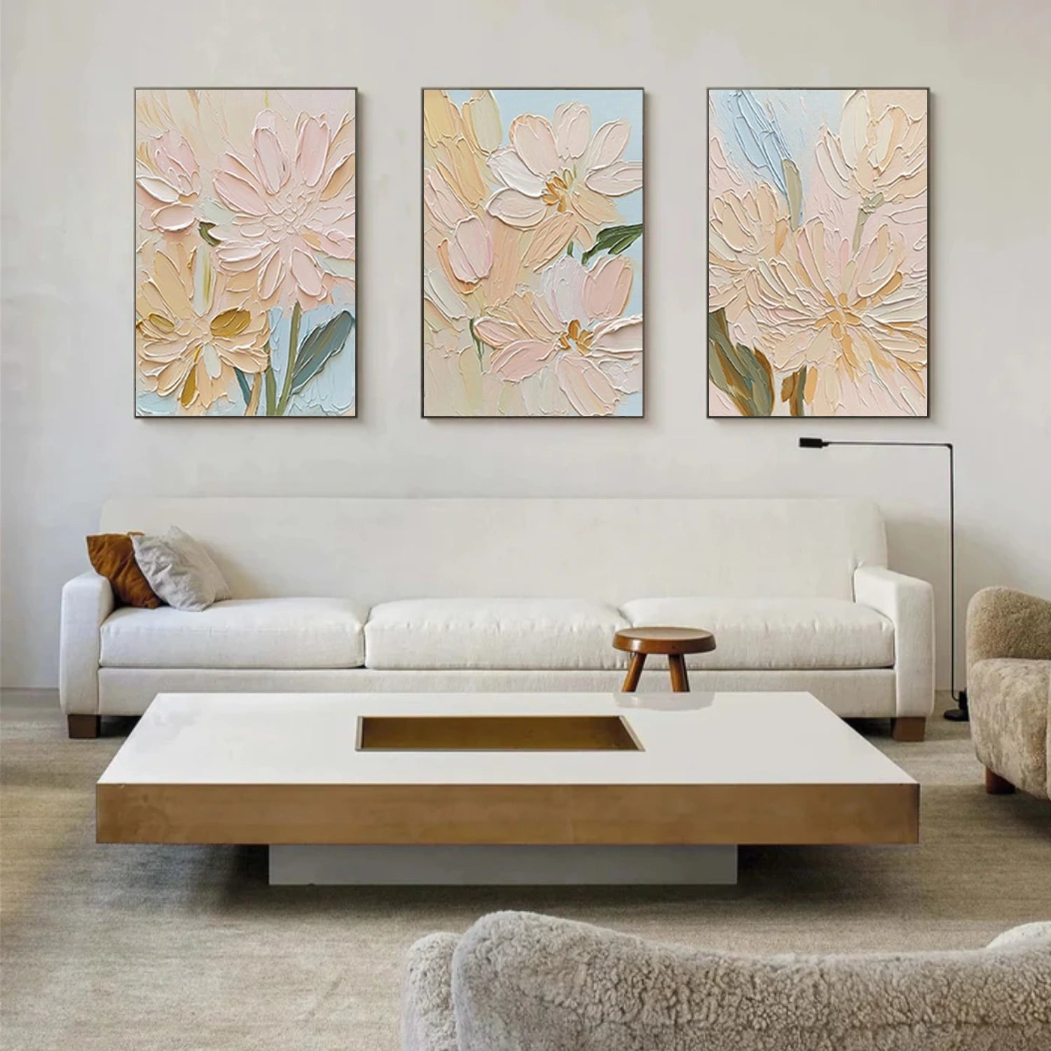 Flower & Tree Abstract Canvas Art Set of 3 # FT 339