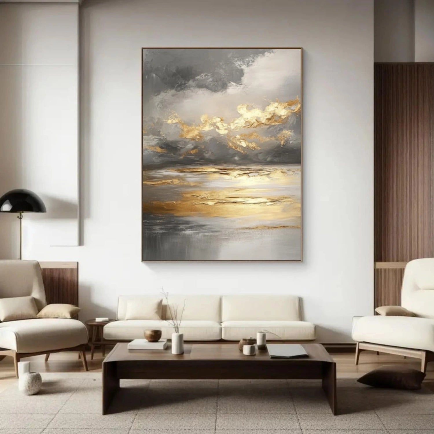 Black & Gold Abstract Textured Wall Art # AB648