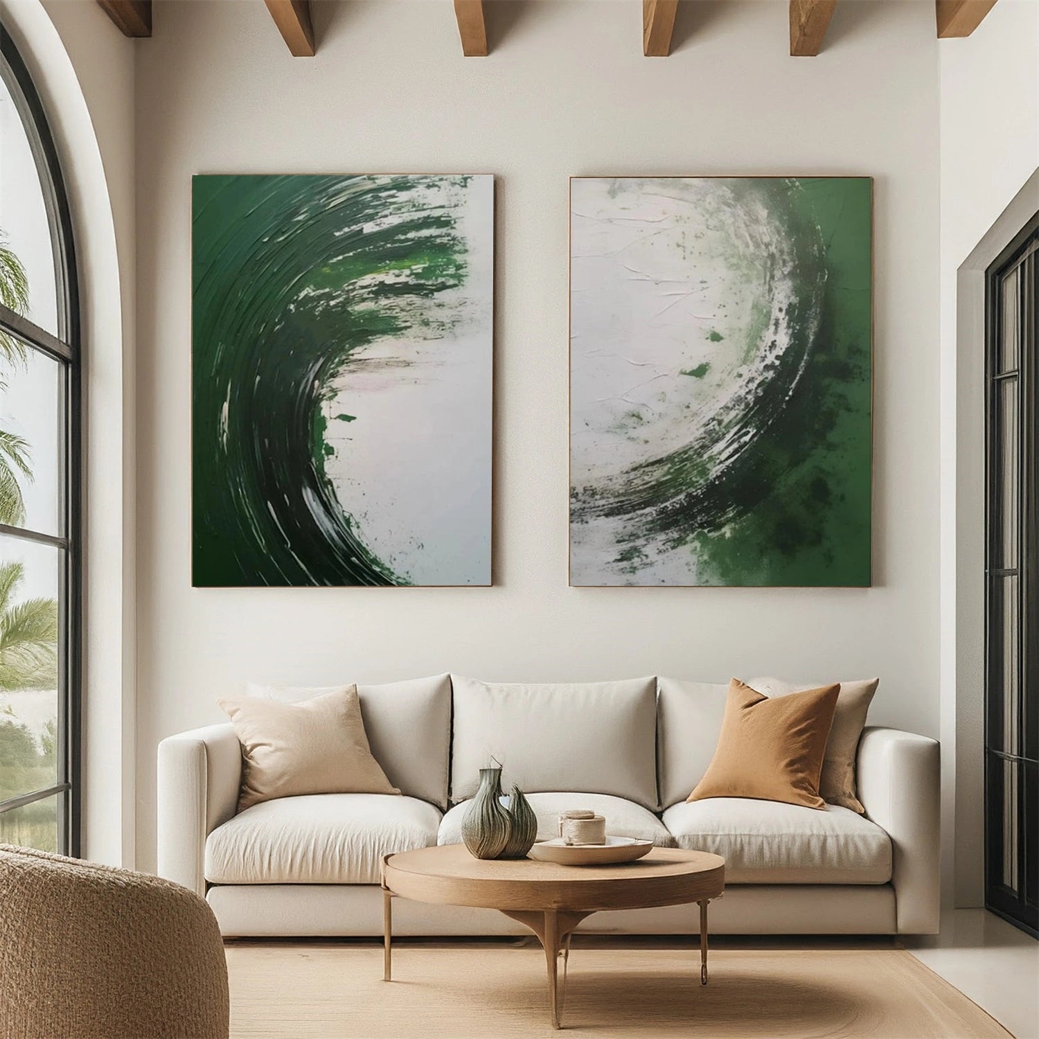 Green Abstract Wall Art Set of 2 # AB644