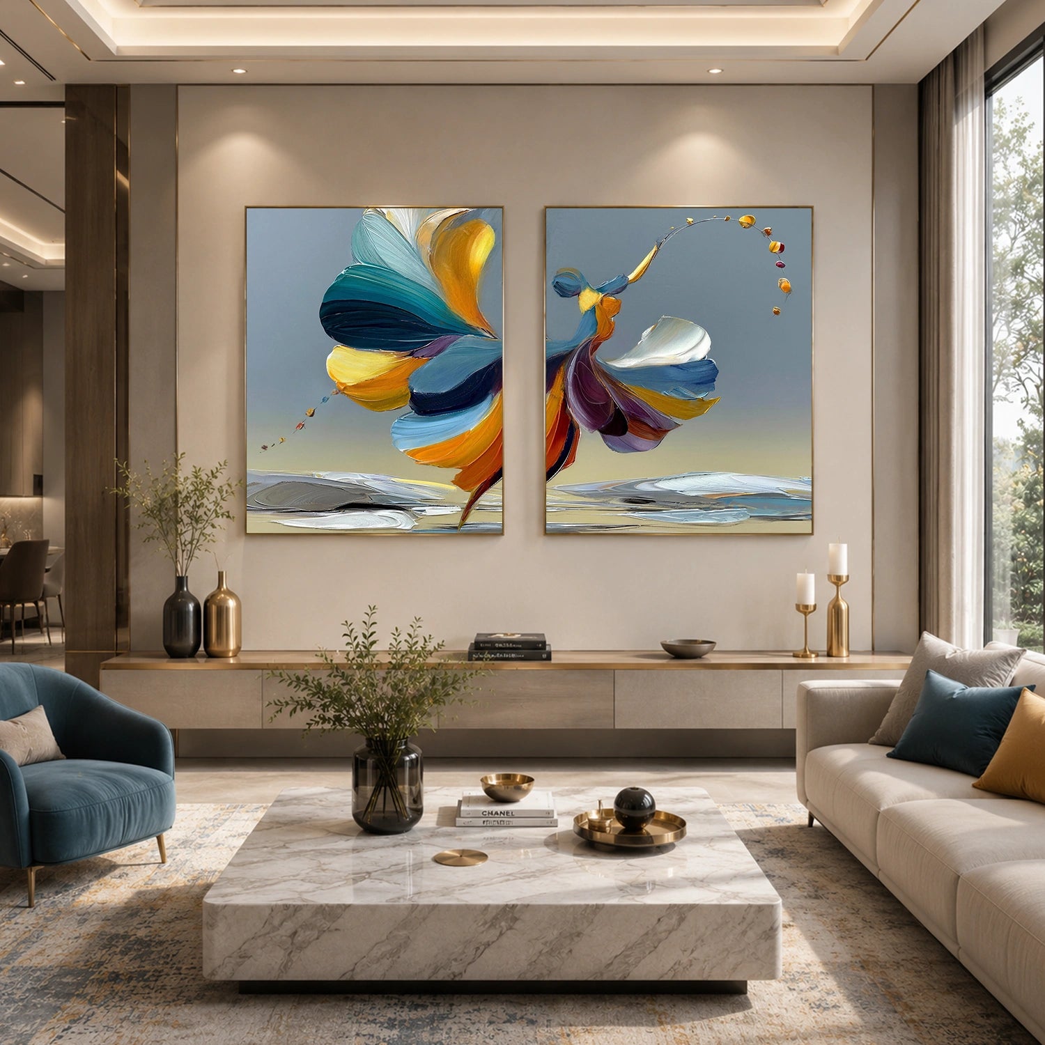 Abstract Portrait Texture Wall Art Set of 2 #PT 078